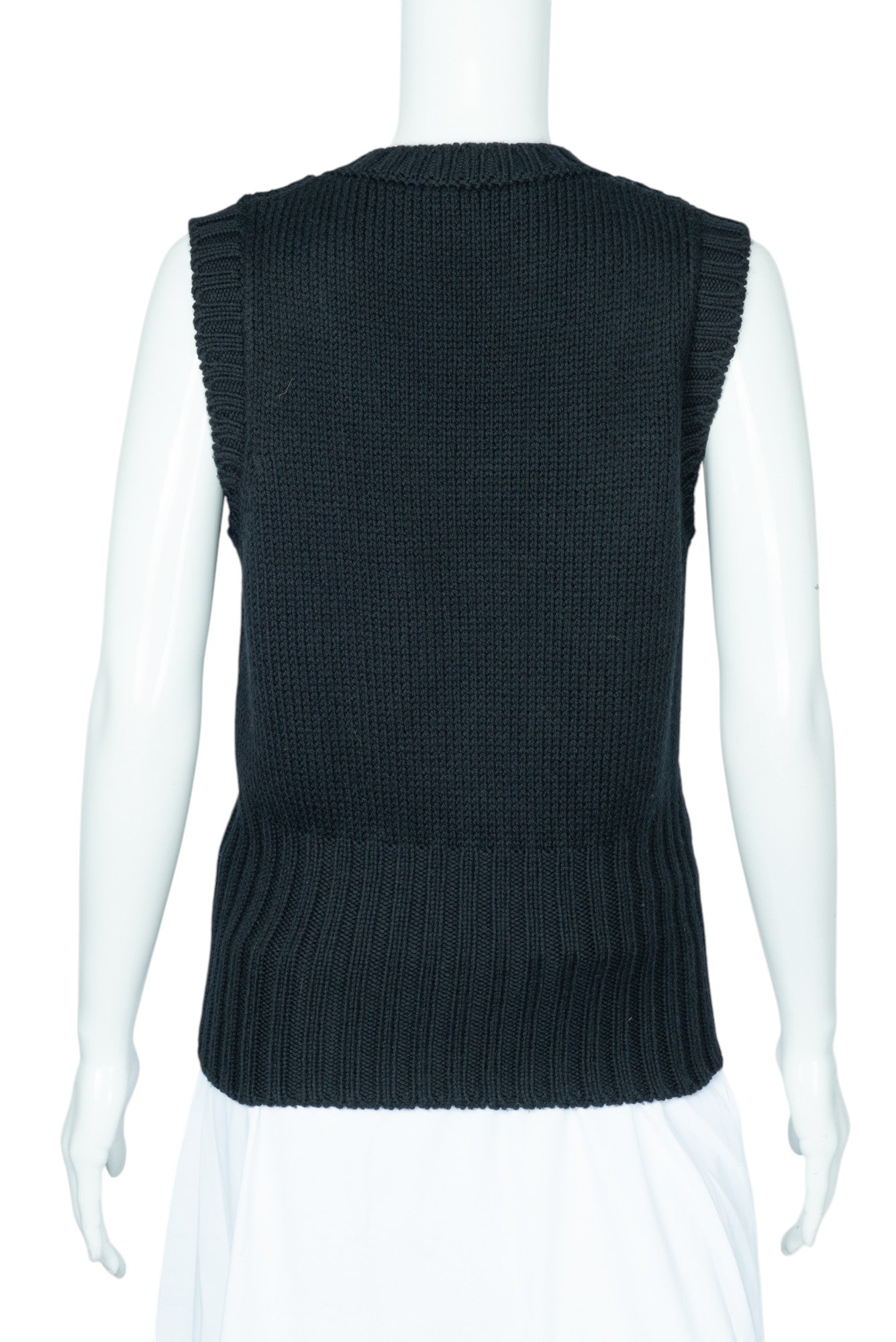 TOM FORD Black Wool Knit Ribbed Sweater Vest Size M