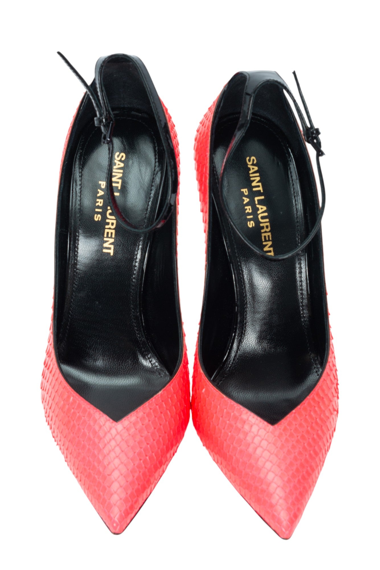 SAINT LAURENT Pink Leather Snakeskin Heels Size 36 US 6