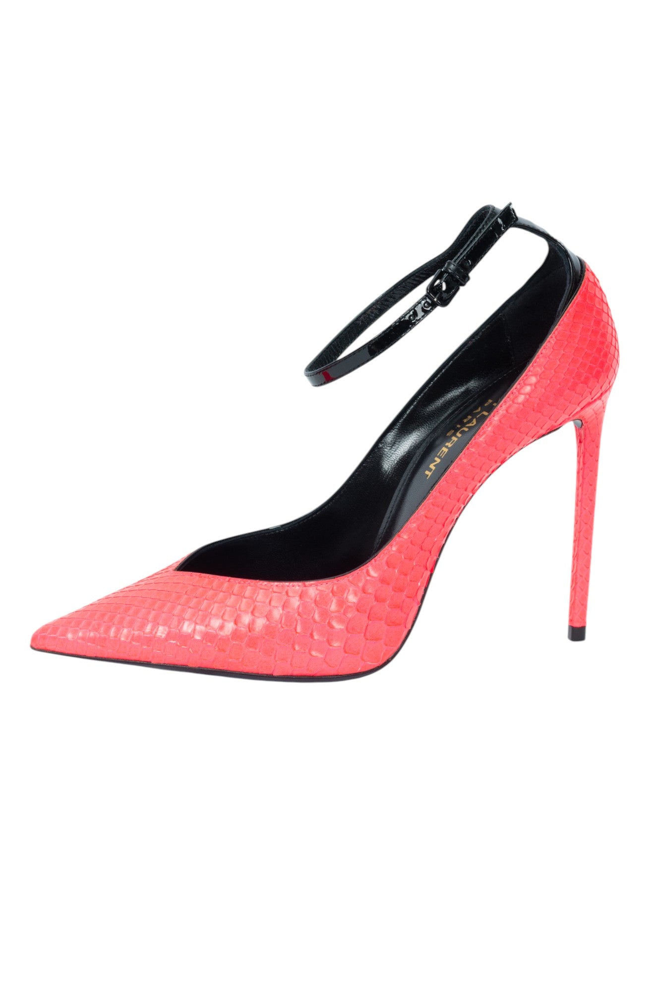 SAINT LAURENT Pink Leather Snakeskin Heels Size 36 US 6