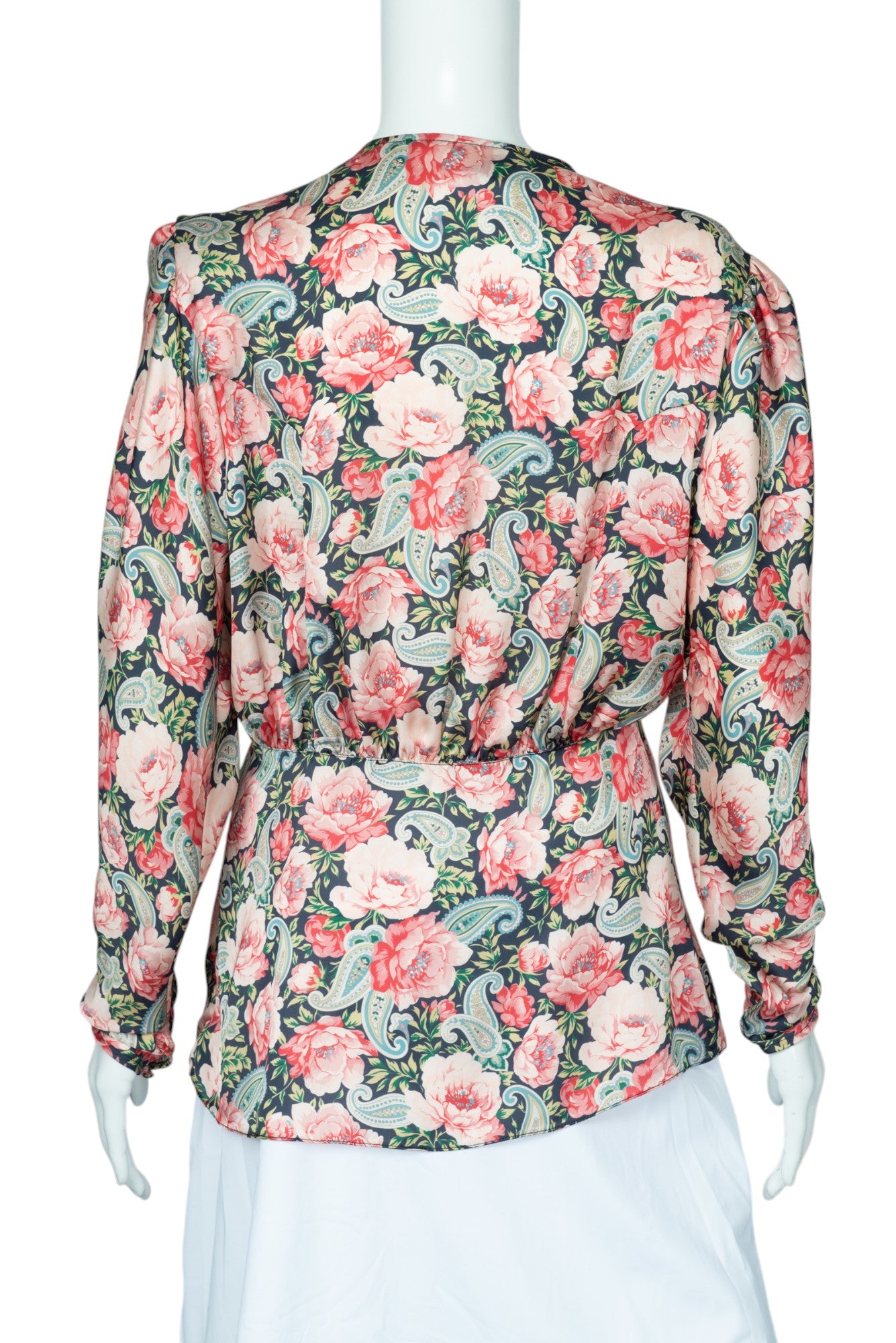 PACO RABANNE Satin Floral Blouse Top Size 42 US 8