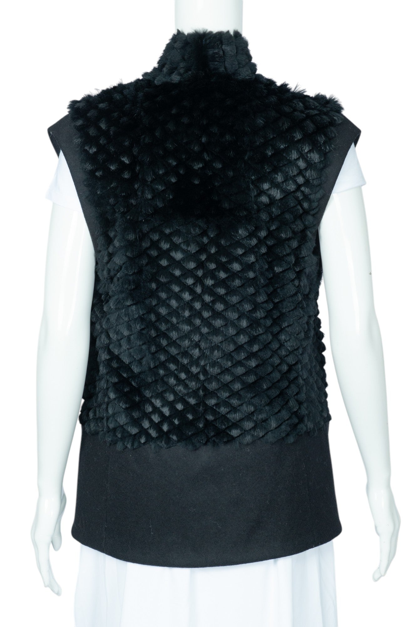 HELMUT LANG Black Rabbit Fur Vest Jacket Size P