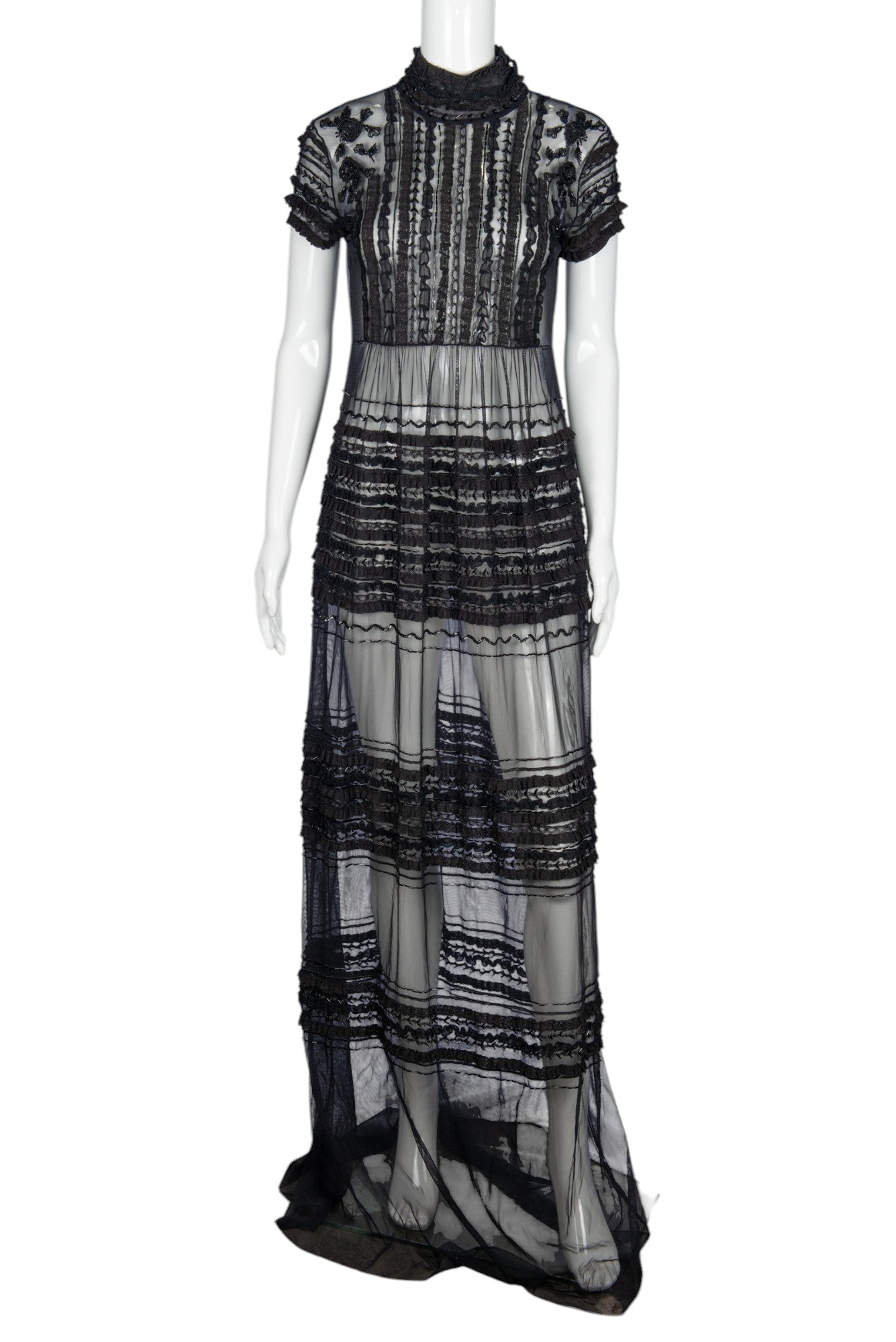 ELISABETTA FRANCHI Silk Lace Gown Size S