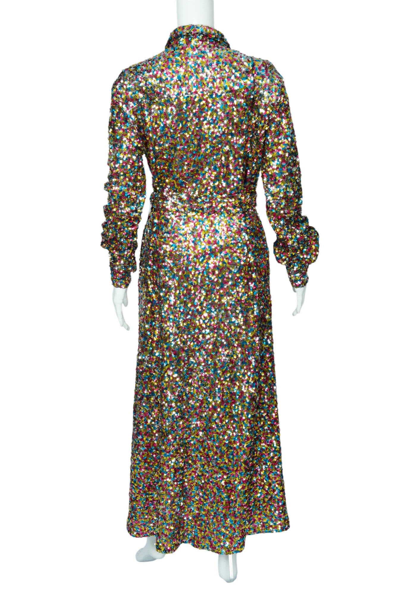THE ATTICO Multicolor Sequin Belted Maxi Dress Size 36 US 0