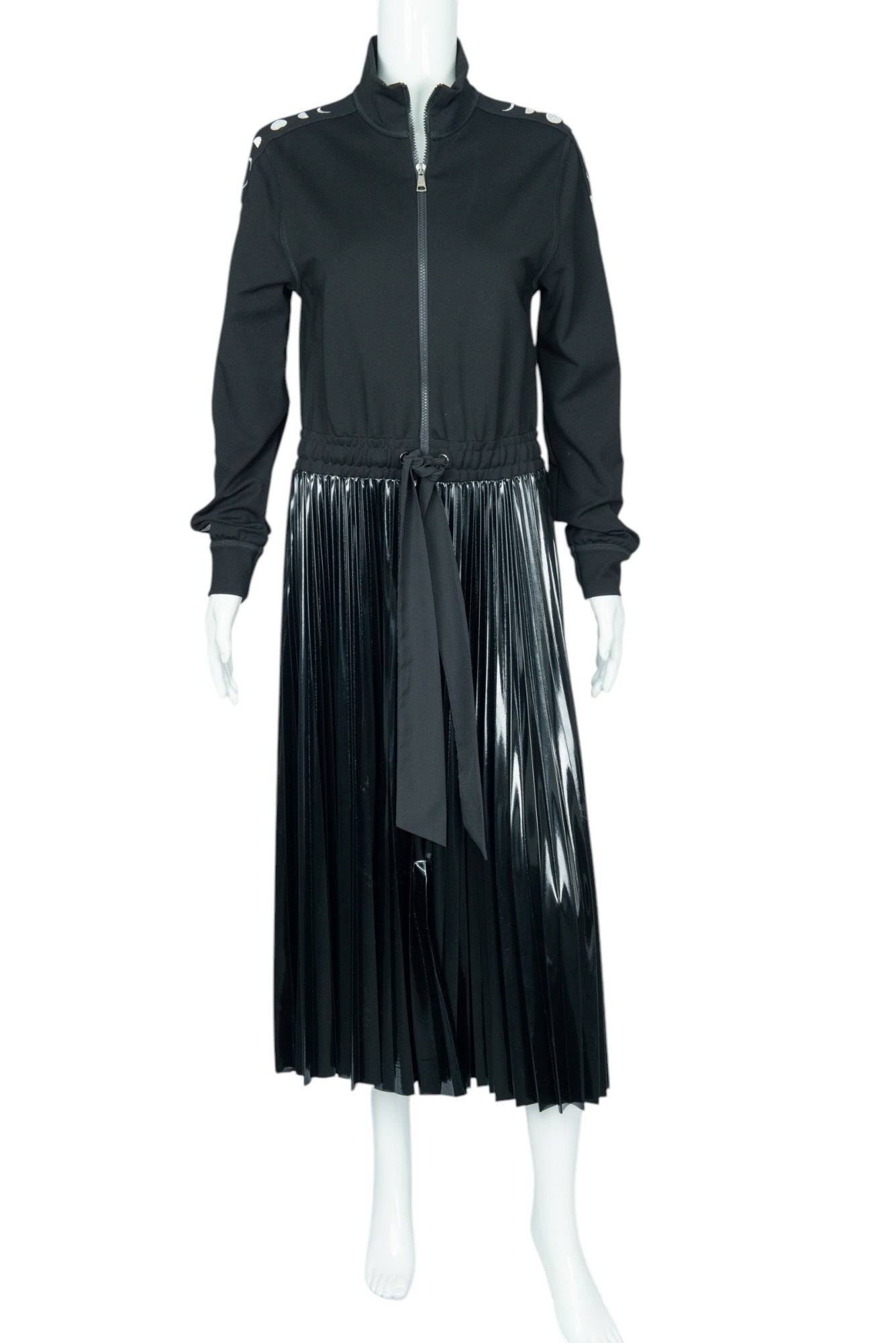 BEATRICE B Black Midi Sweatshirt Pleated Dress Size M