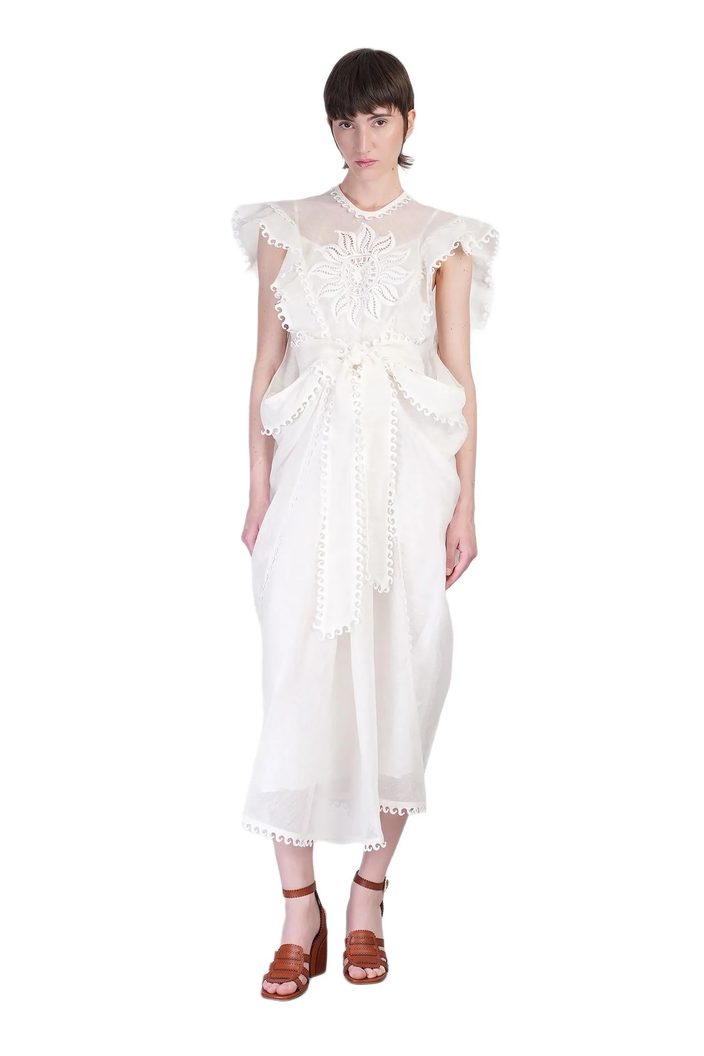 ZIMMERMANN White Linen Maxi Dress Size XS