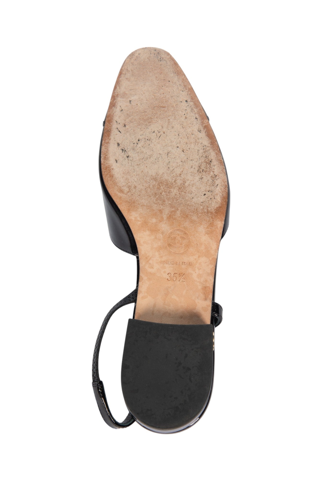 CHANEL Patent Leather Slingback Flats Size 35.5