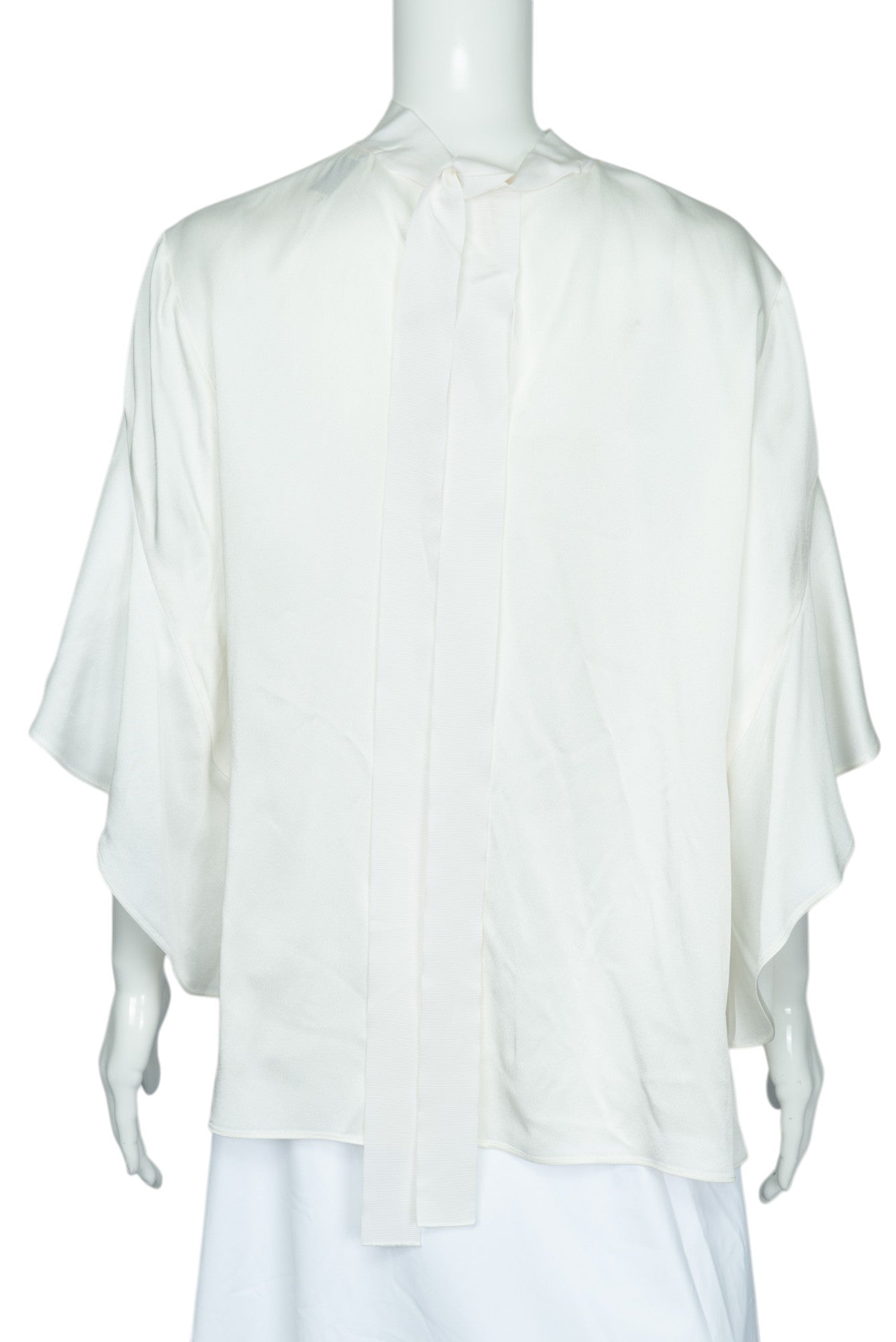 FENDI White Satin Choker Neck Blouse Top Size 46 US 10