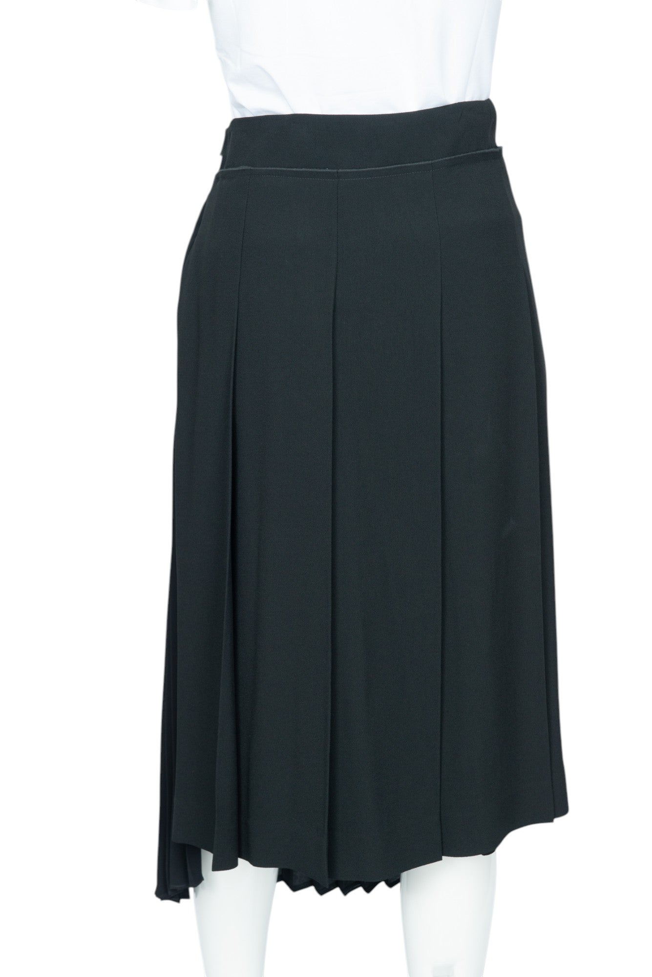 MONCLER Black Pleated Asymmetrical Midi Skirt Size 42 US M