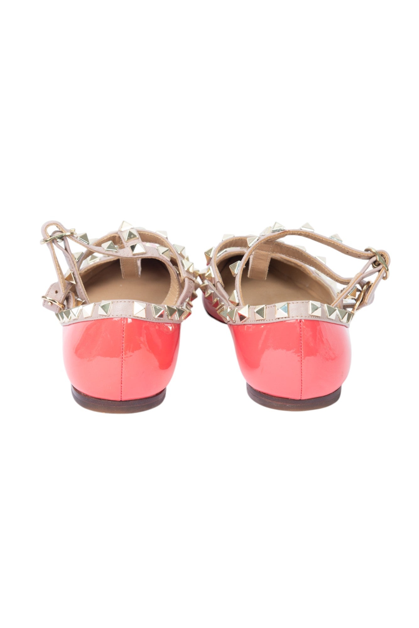 VALENTINO Pink Patent Leather Rockstud Caged Ballet Flats Size 36 US 6