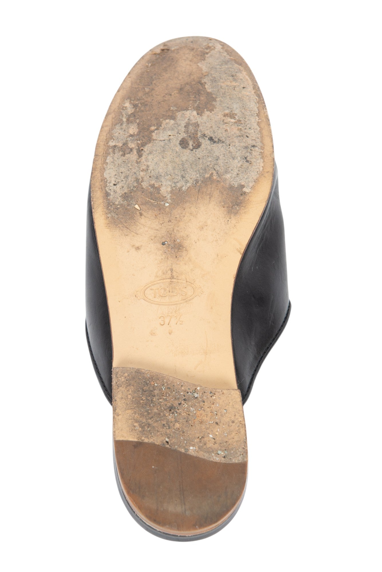 TOD'S Black Leather Sabot Loafer Mules Size 37.5 US 7.5