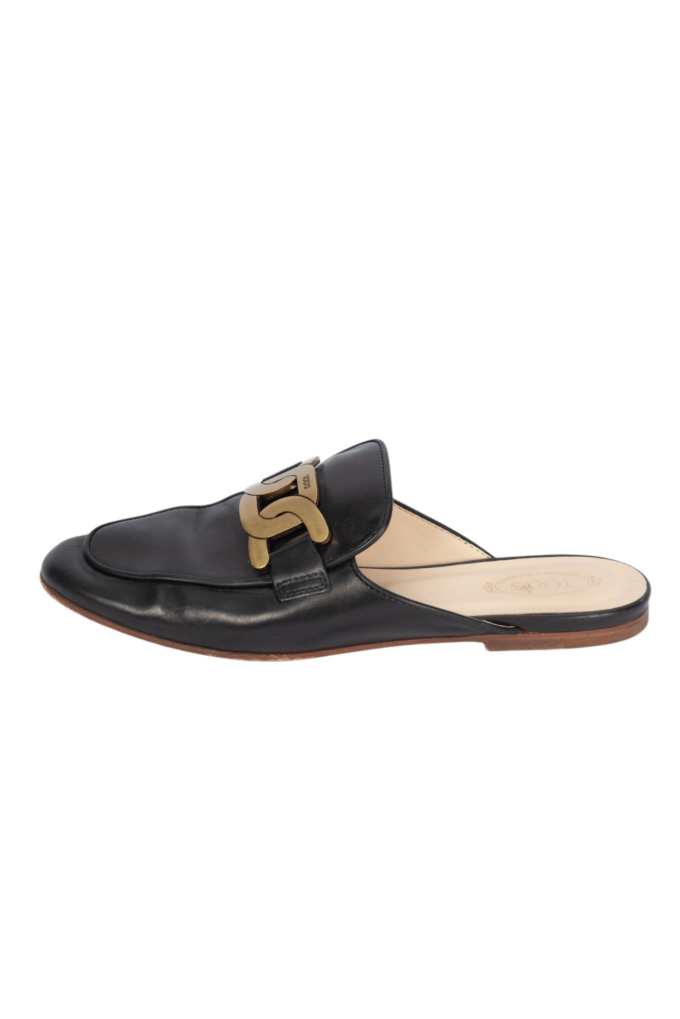 TOD'S Black Leather Sabot Loafer Mules Size 37.5 US 7.5
