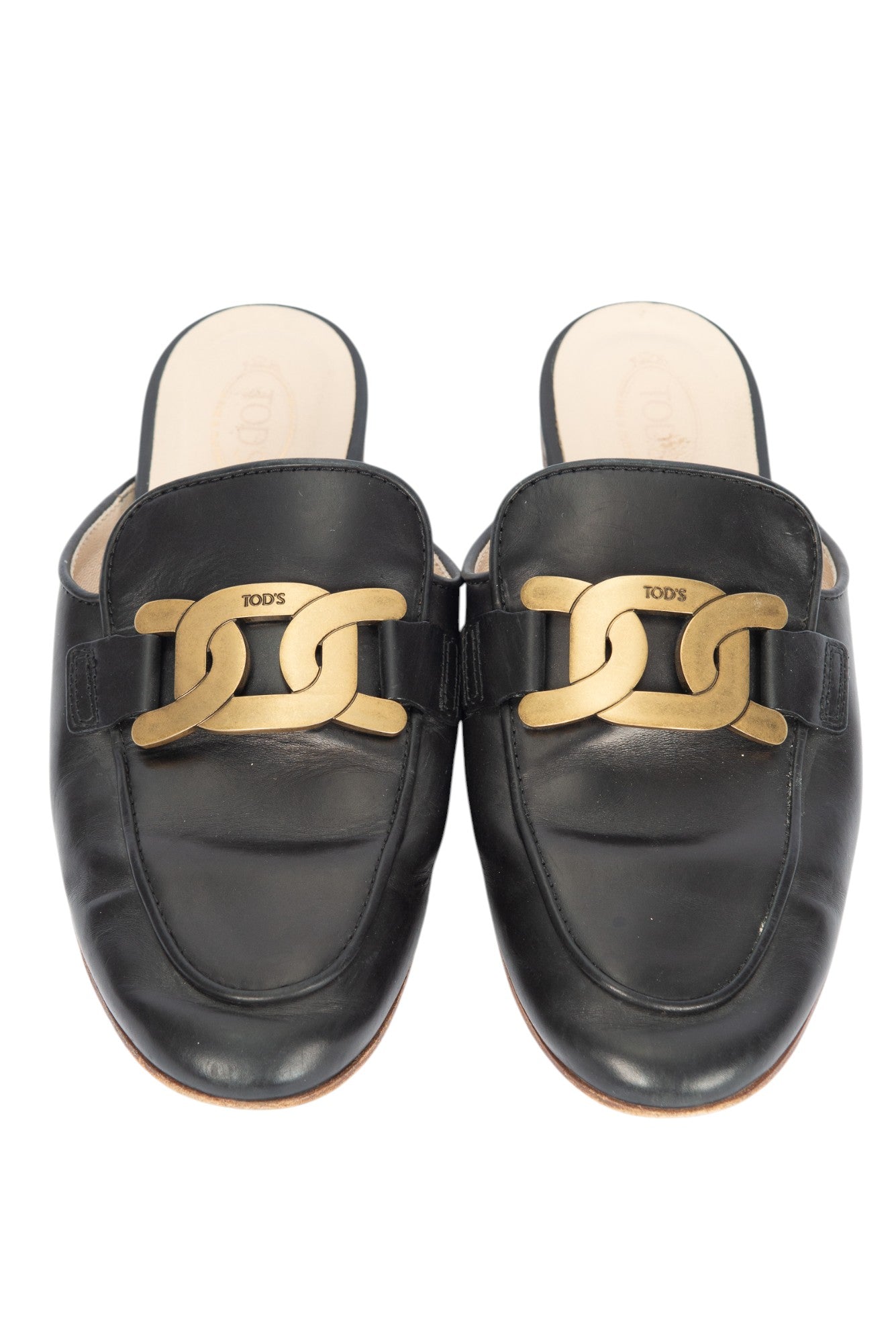 TOD'S Black Leather Sabot Loafer Mules Size 37.5 US 7.5