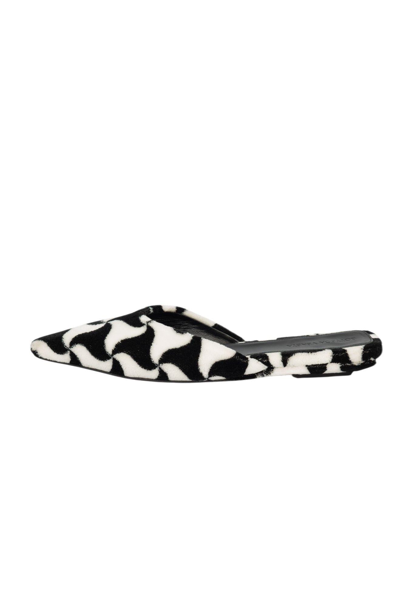 BOTTEGA VENETA Black White Shearling Mules Size 37 US 7