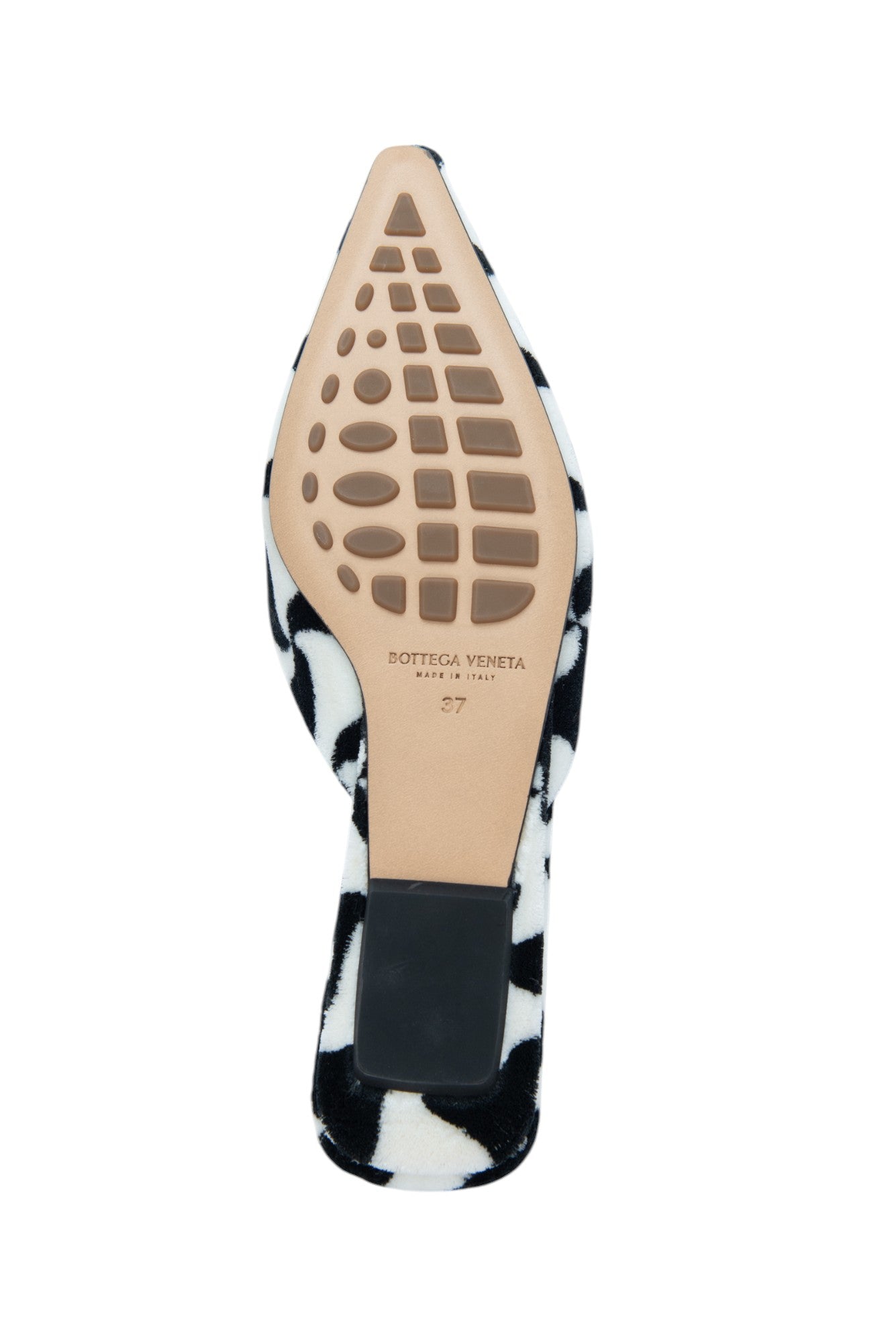 BOTTEGA VENETA Black White Shearling Mules Size 37 US 7