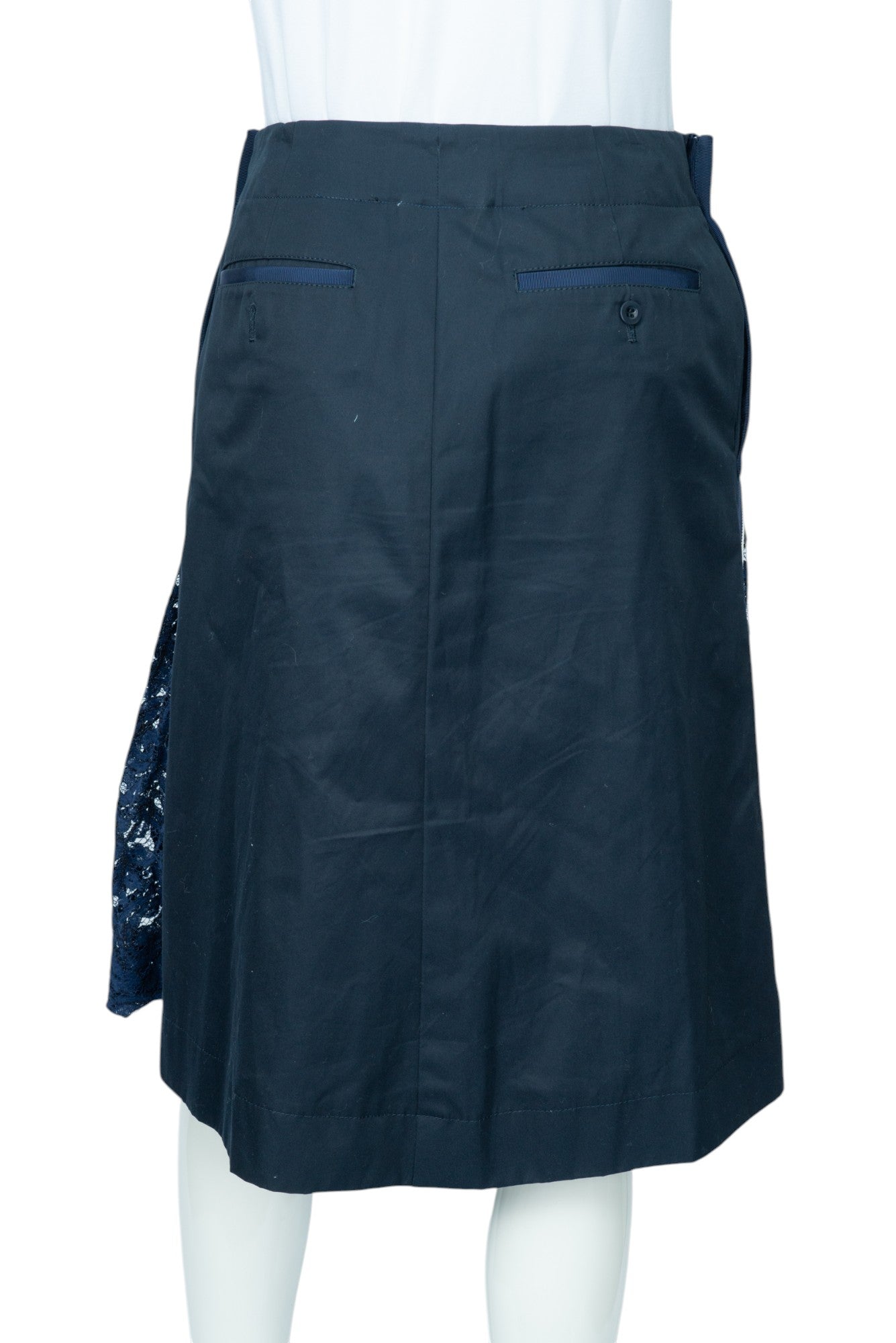 SACAI Blue Lace Pleated Knee Length Skirt Size S