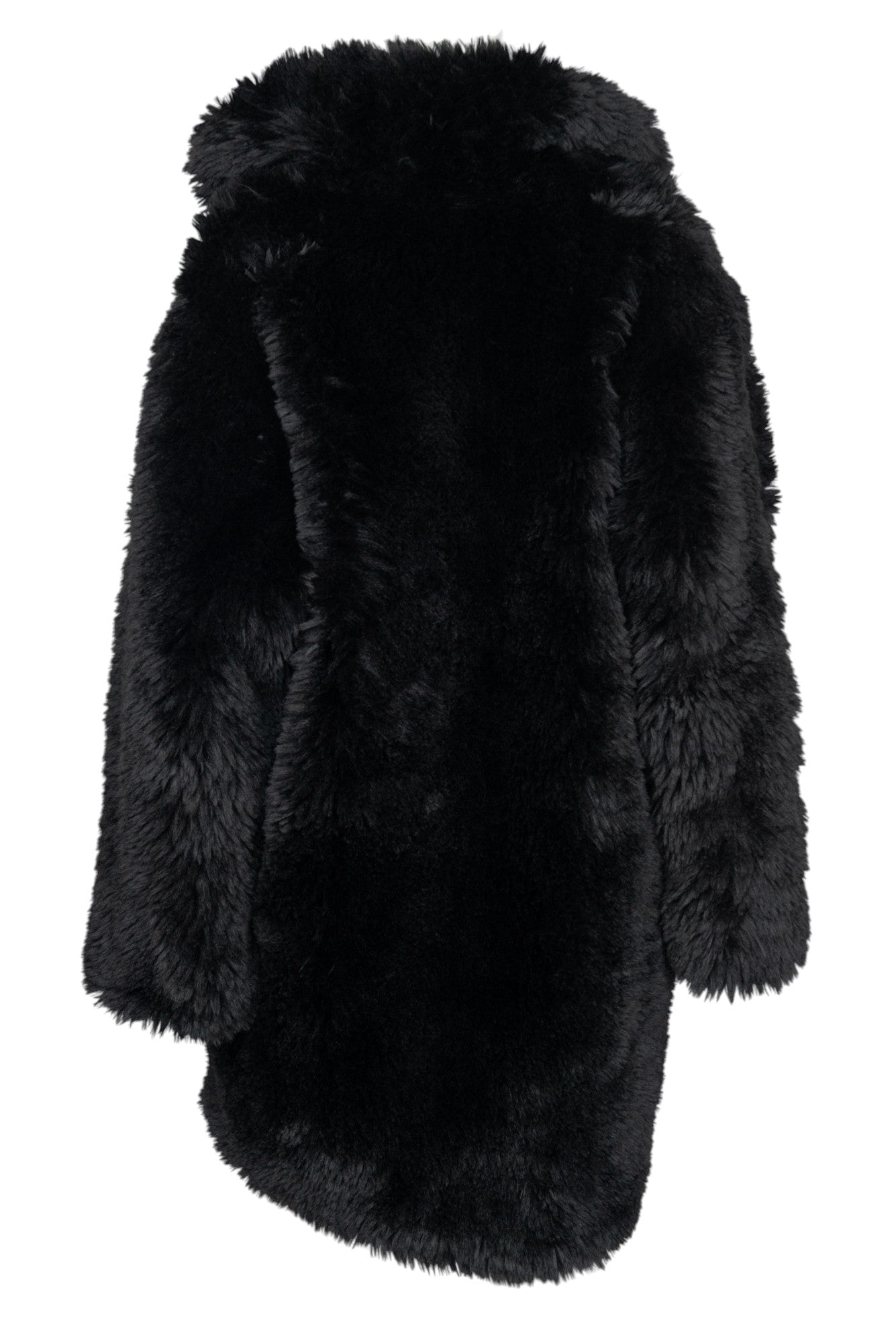 Nº21 Black Faux Fur Shearling Mid-Length Coat Size S