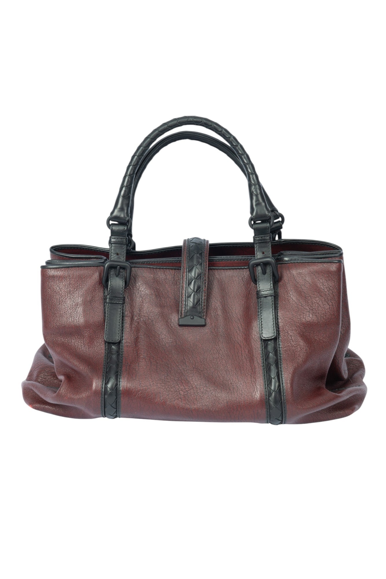 BOTTEGA VENETA Burgundy Leather Roma Lock Shoulder Bag