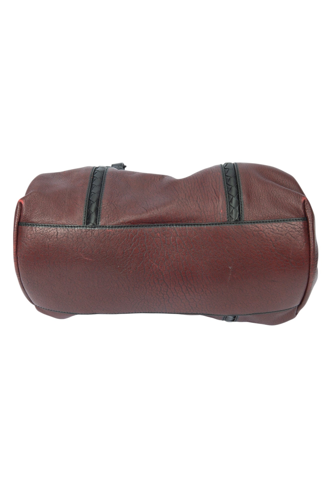 BOTTEGA VENETA Burgundy Leather Roma Lock Shoulder Bag