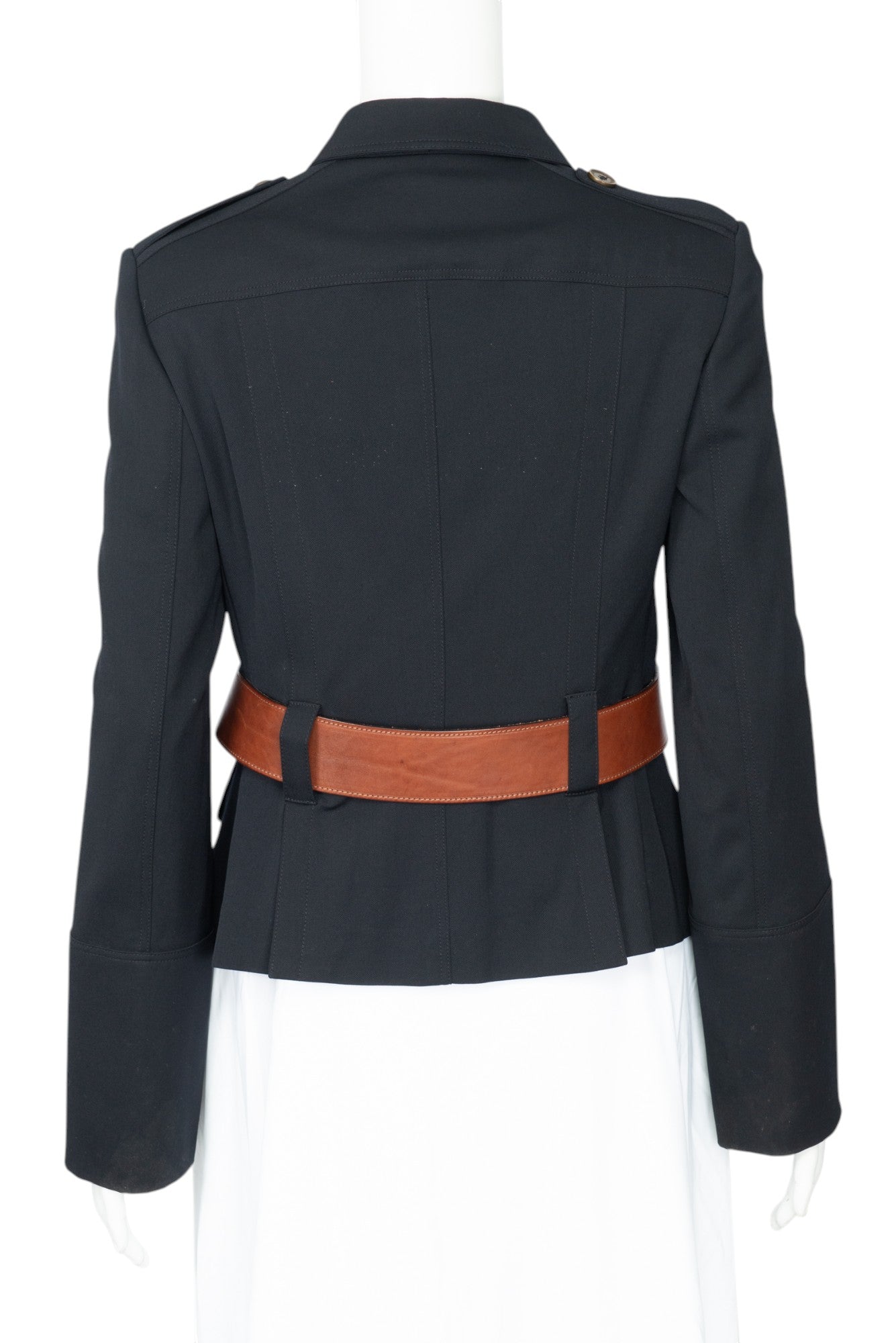 BURBERRY LONDON Navy Blue Belted Blazer Jacket Size US 8