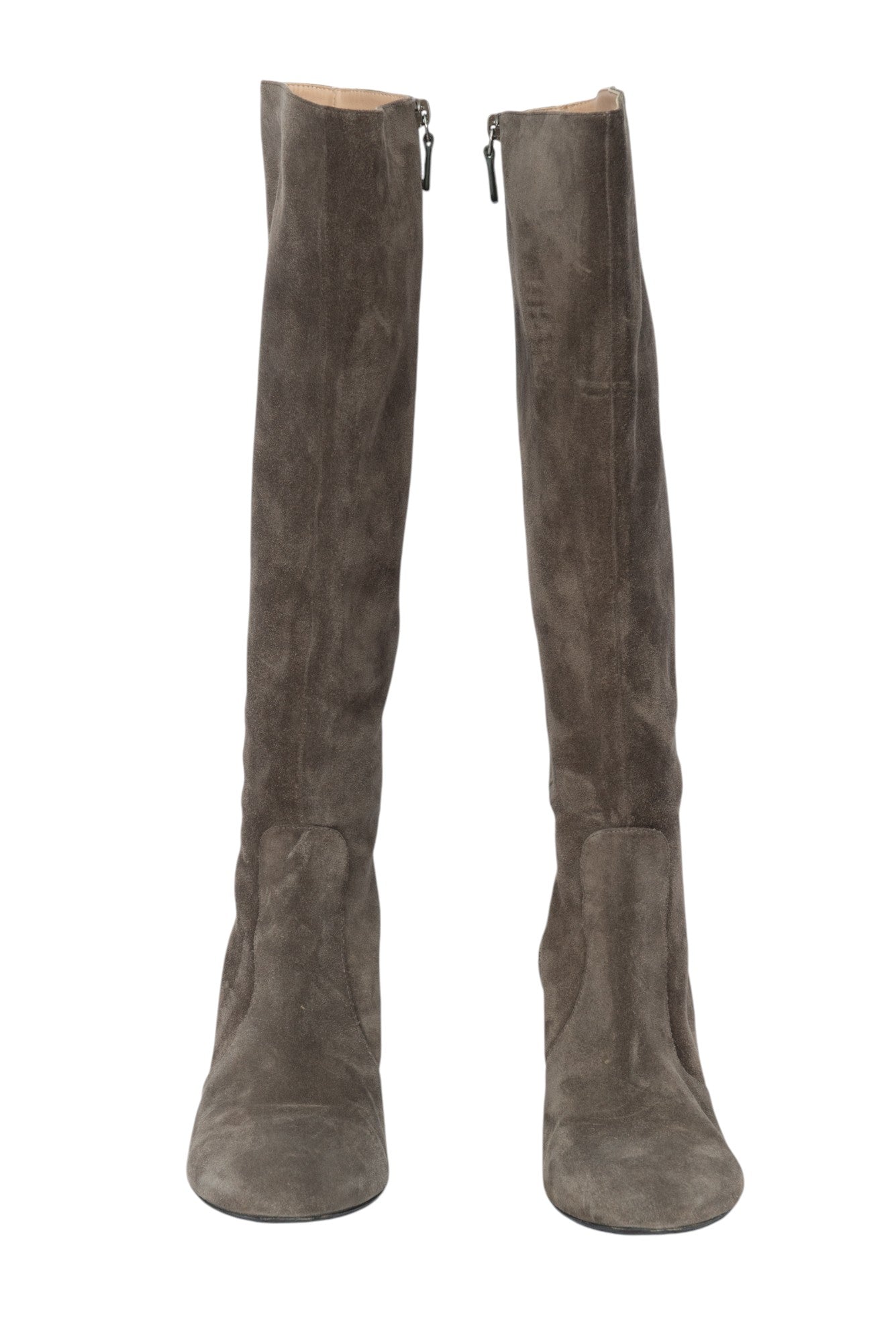 STUART WEITZMAN Gray Suede Knee-High Zip Boots Size 40.5 US 10.5