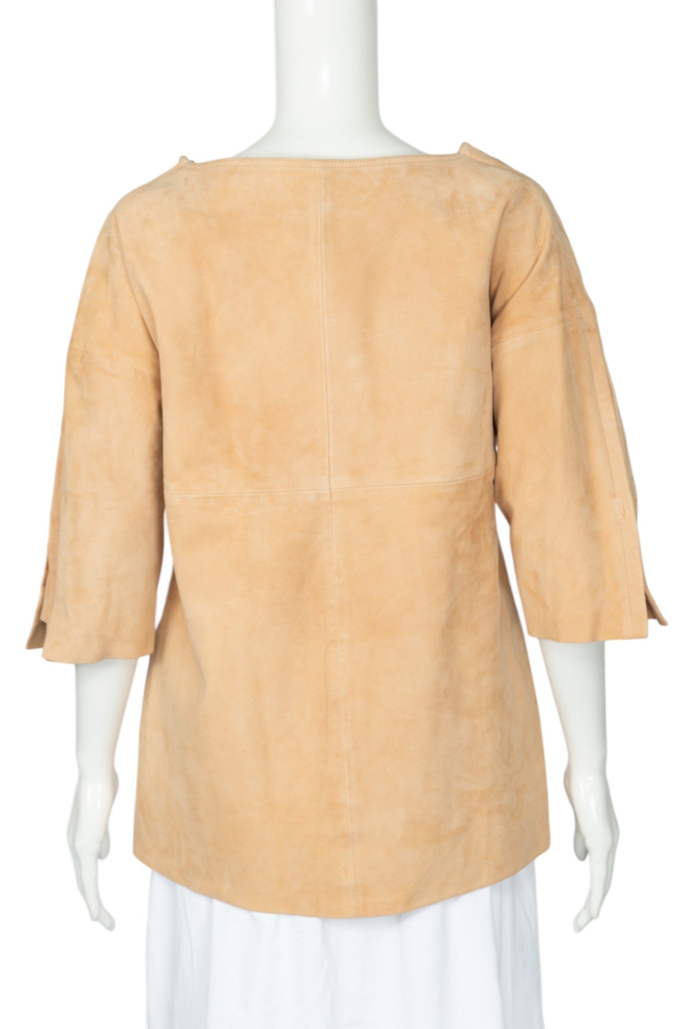 CHLOÉ Beige Lambskin Suede Paneled Top Size S
