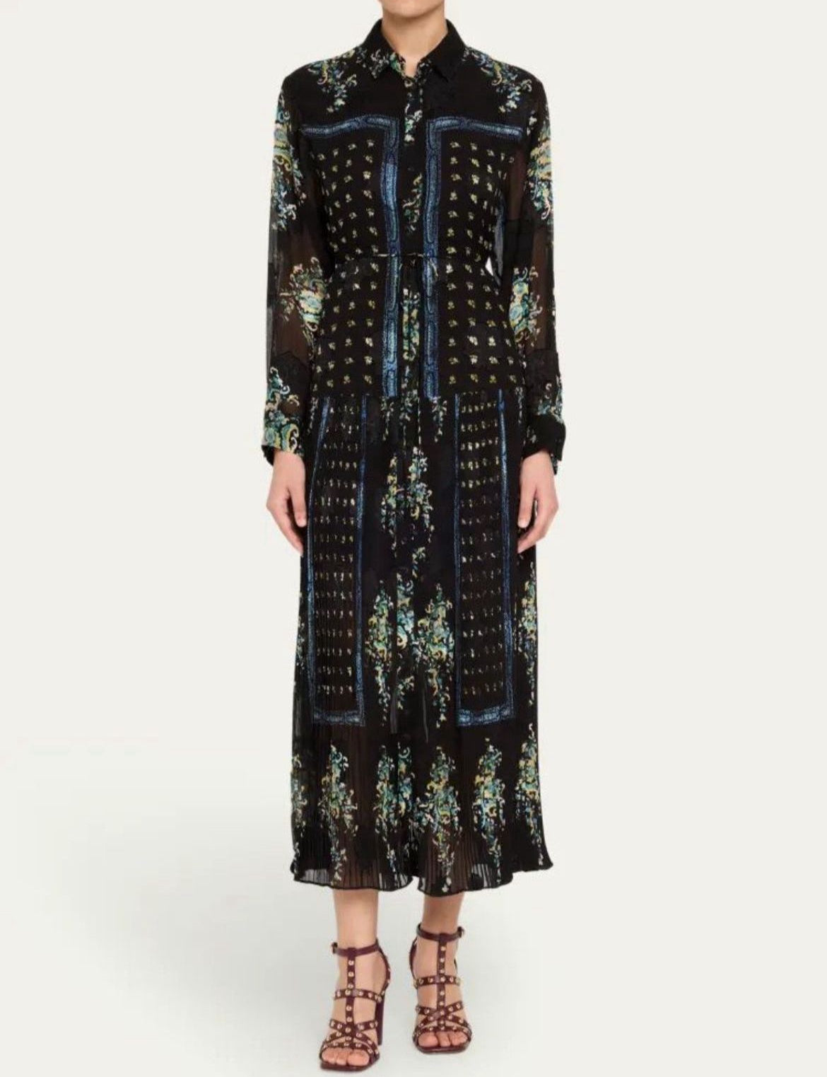 ULLA JOHNSON Silk Printed Midi Dress Size XS