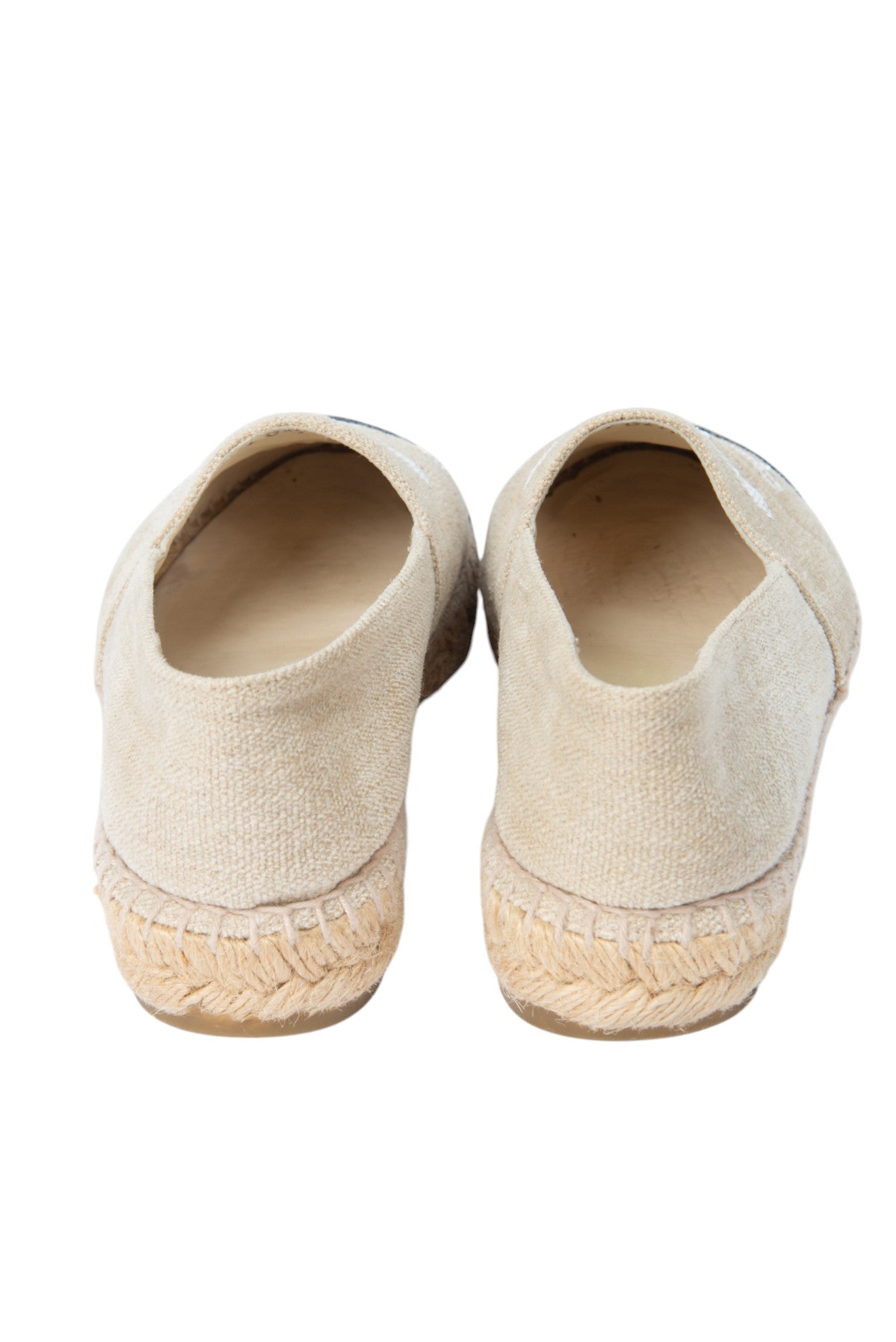 CHANEL Beige CC Canvas Sequin Espadrilles Flats Size 37 US 7