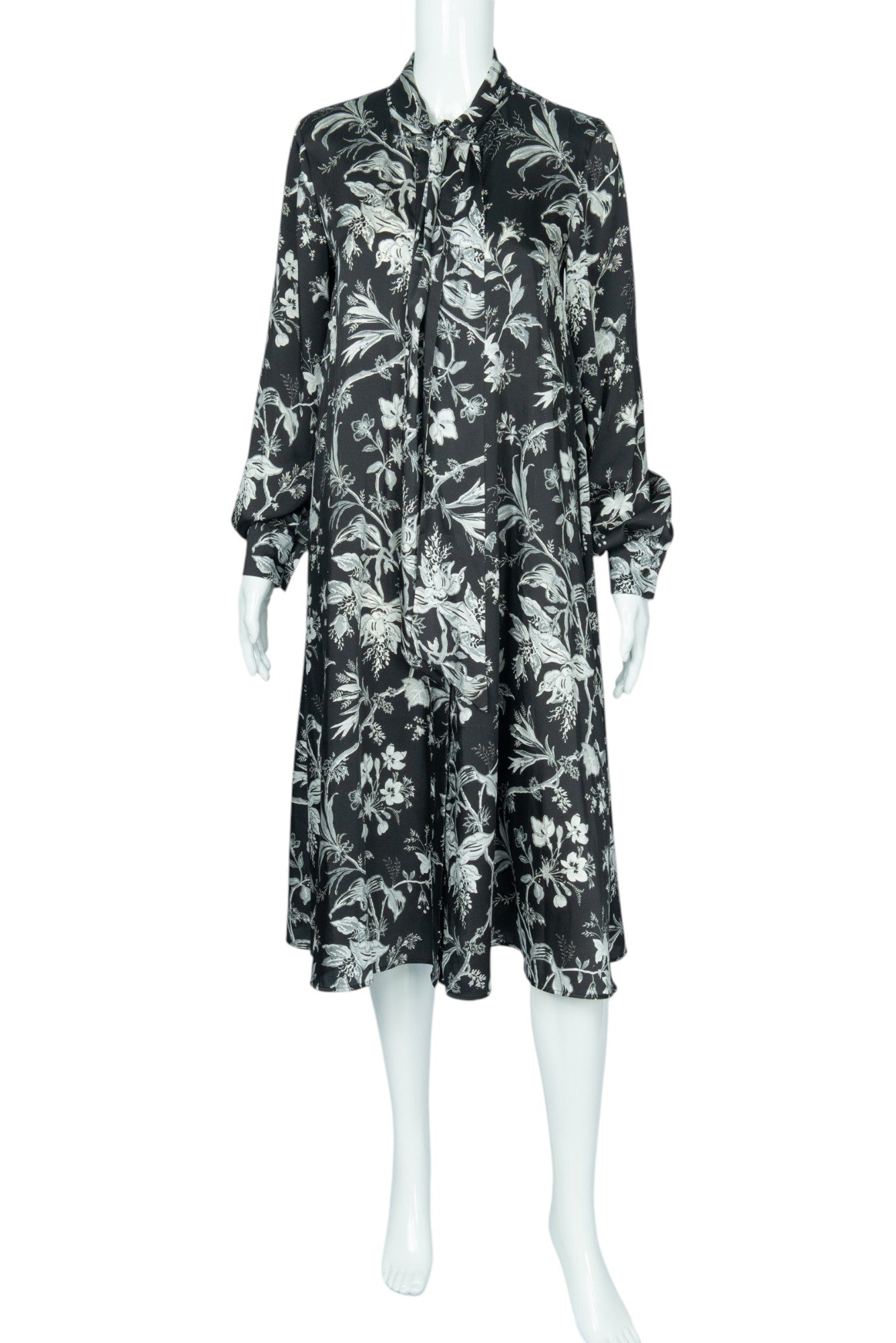 MCQ by ALEXANDER MCQUEEN Black Floral Midi Dress Size 40 US 4