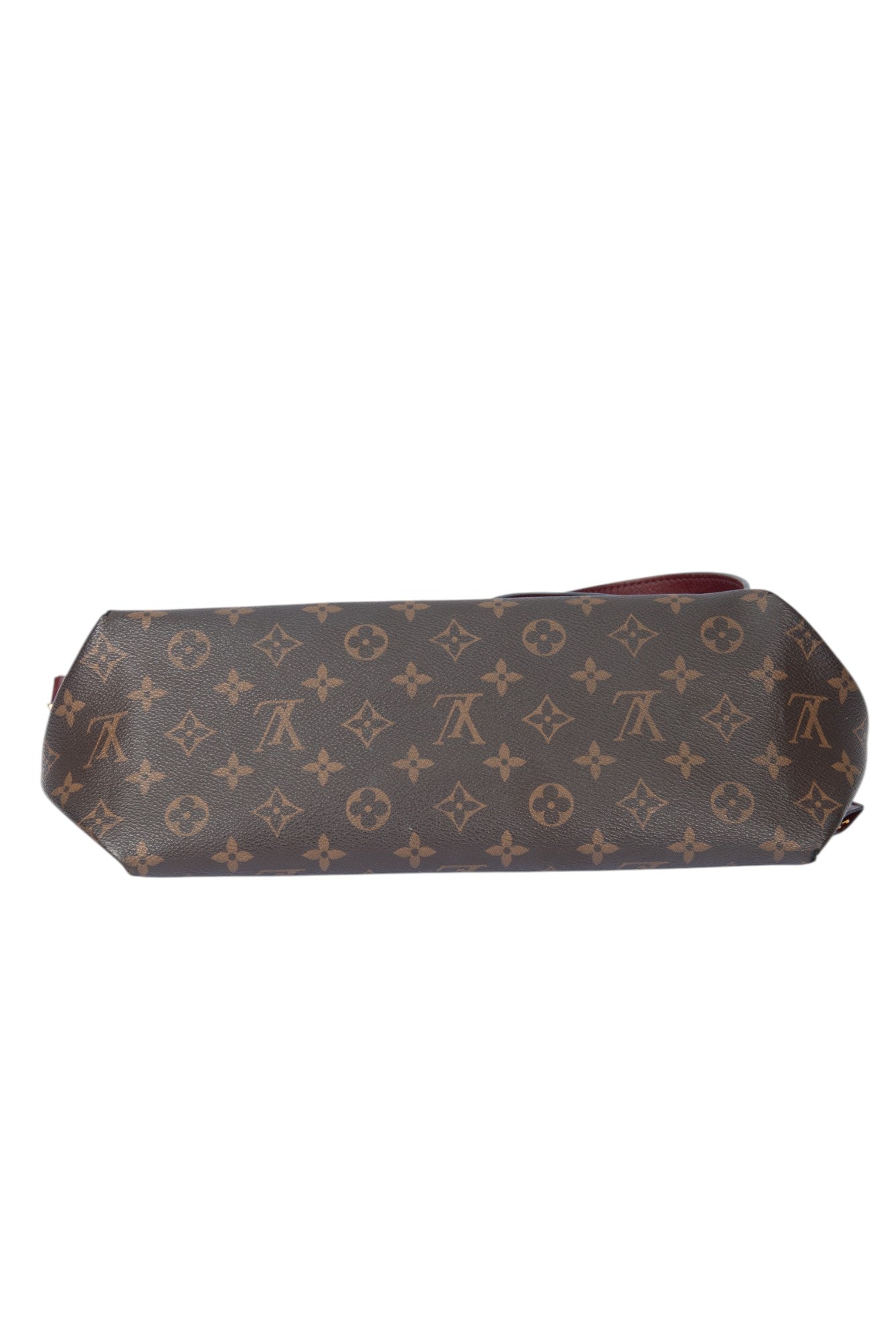 LOUIS VUITTON Brown Leather Monogram Bordeaux Flower Tote Bag