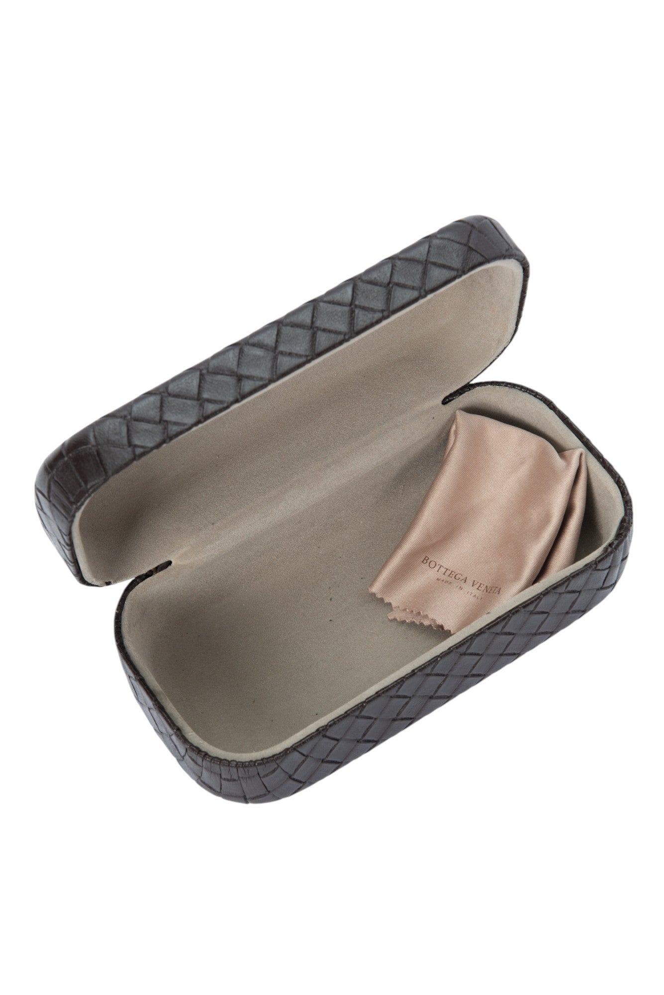 BOTTEGA VENETA Brown Intrecciato Leather Havana Square Sunglasses