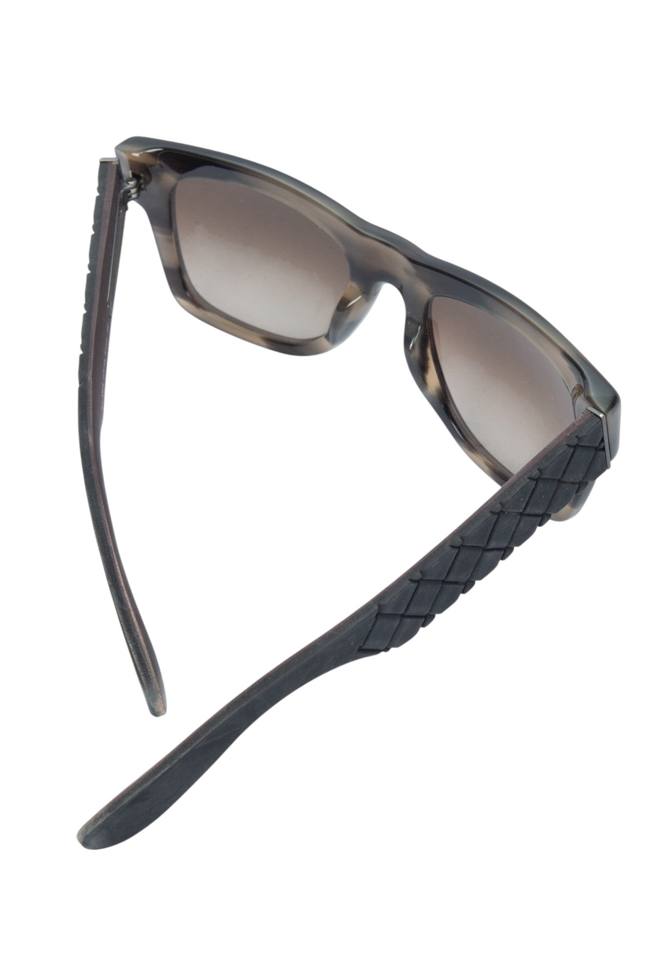 BOTTEGA VENETA Brown Intrecciato Leather Havana Square Sunglasses