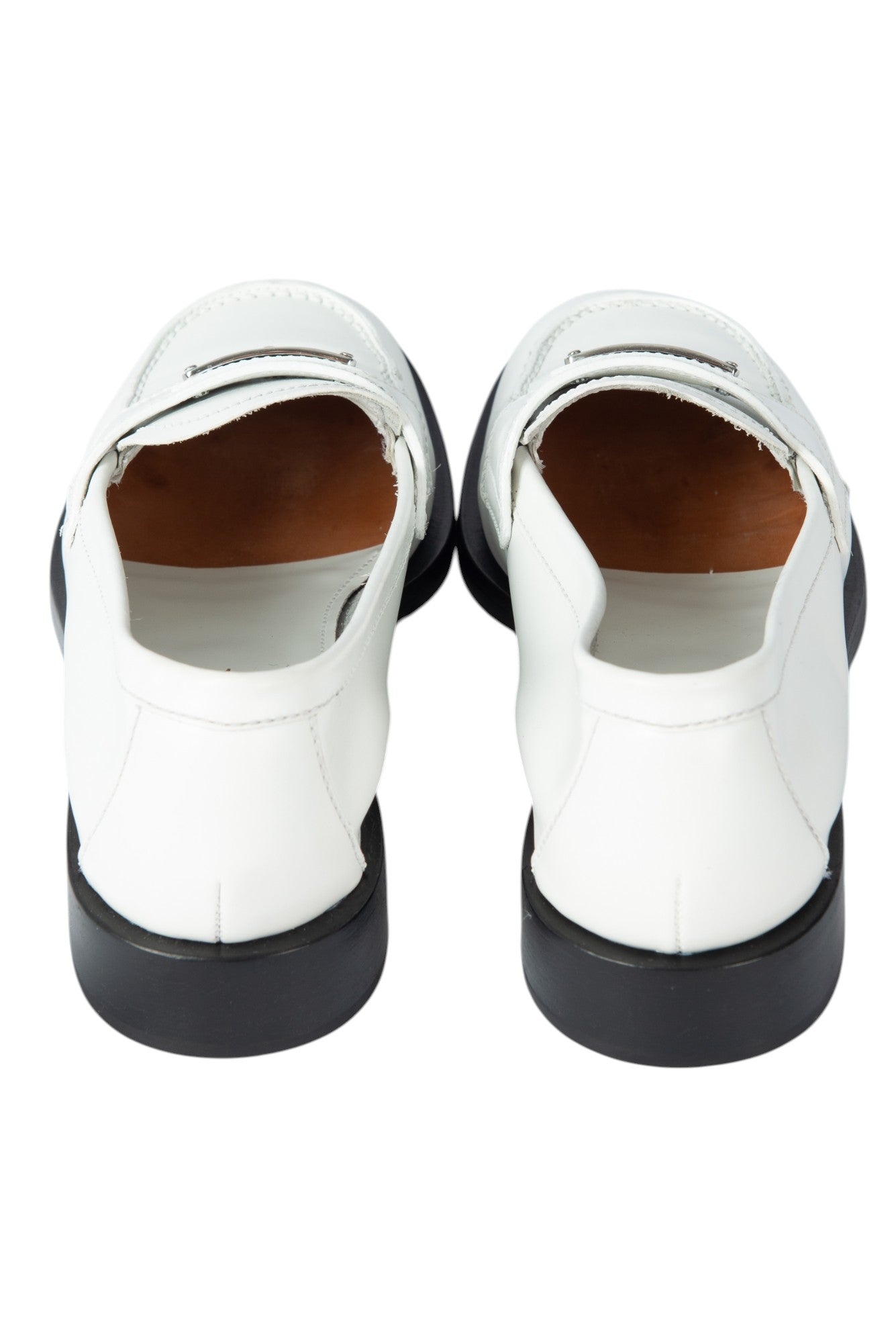 PRADA White Leather Triangle Logo Loafers Size 36.5 US 6.5