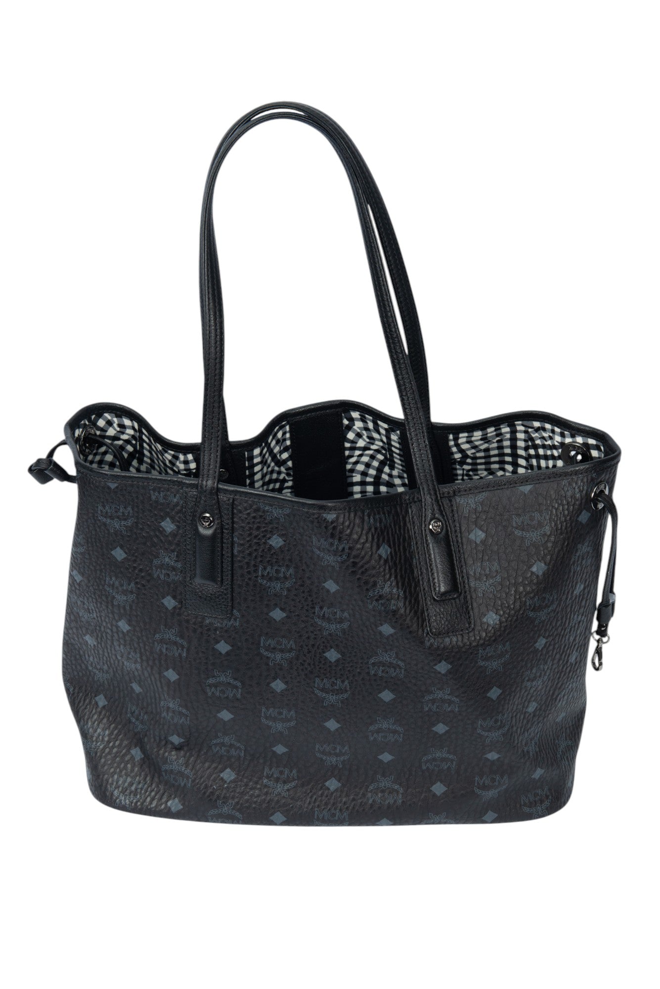 MCM Black Leather Visetos Reversible Liz Tote Bag