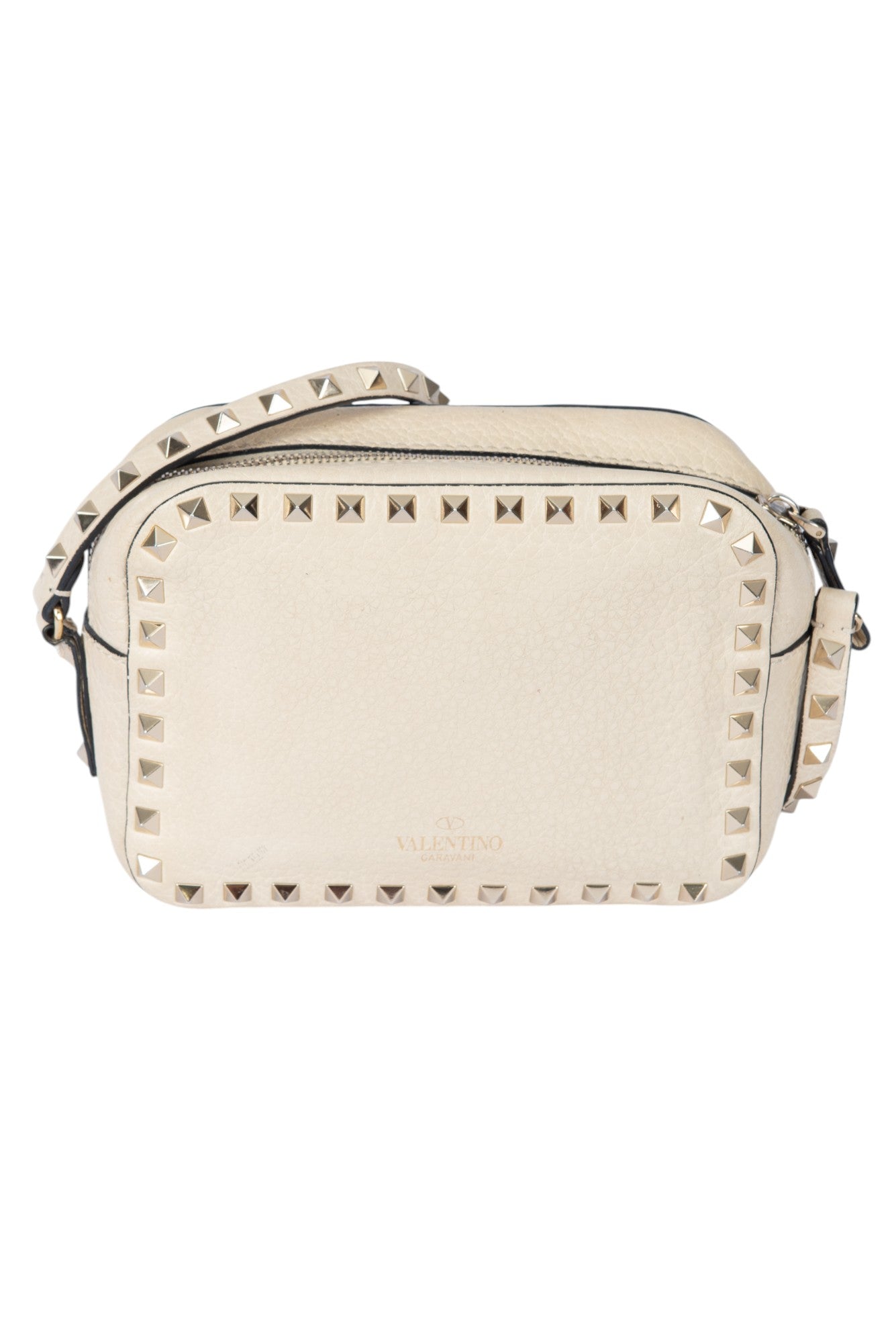 VALENTINO GARAVANI Ivory Leather Rockstud Crossbody Camera Bag
