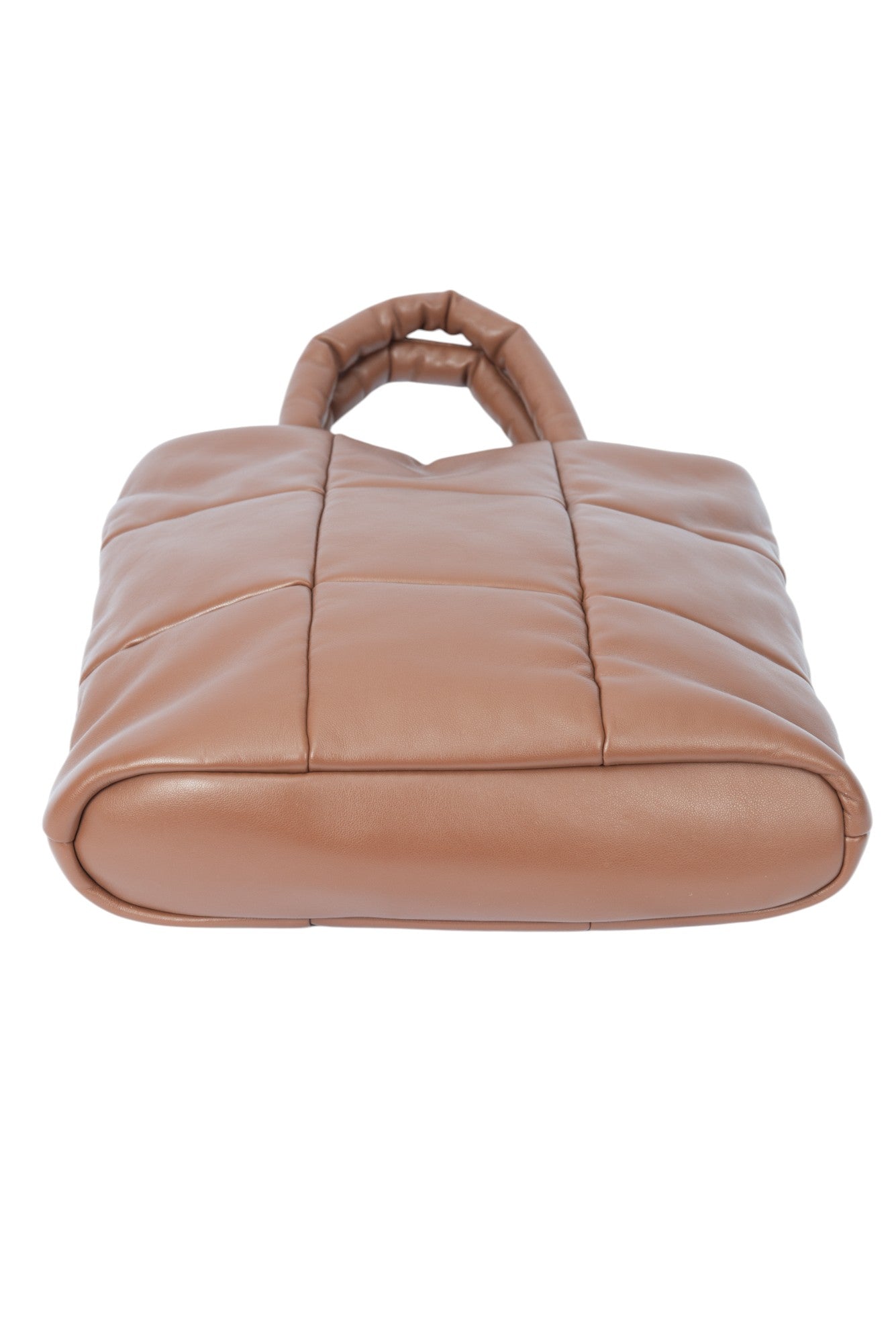 AQUA Brown Faux Leather Quilted Puffer Crossbody Tote Bag
