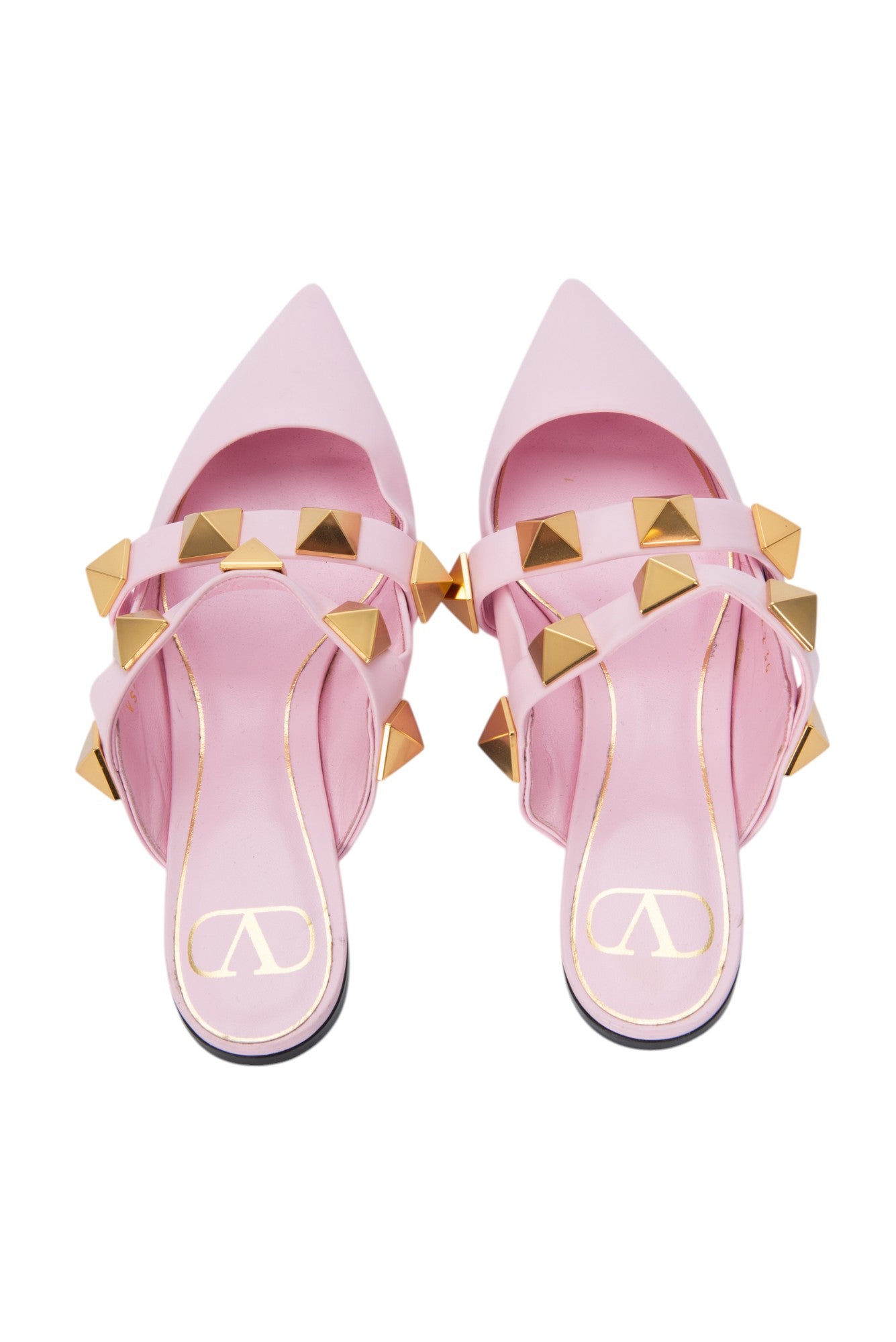 VALENTINO GARAVANI Pink Leather Roman Stud Mules Size 36 US 6