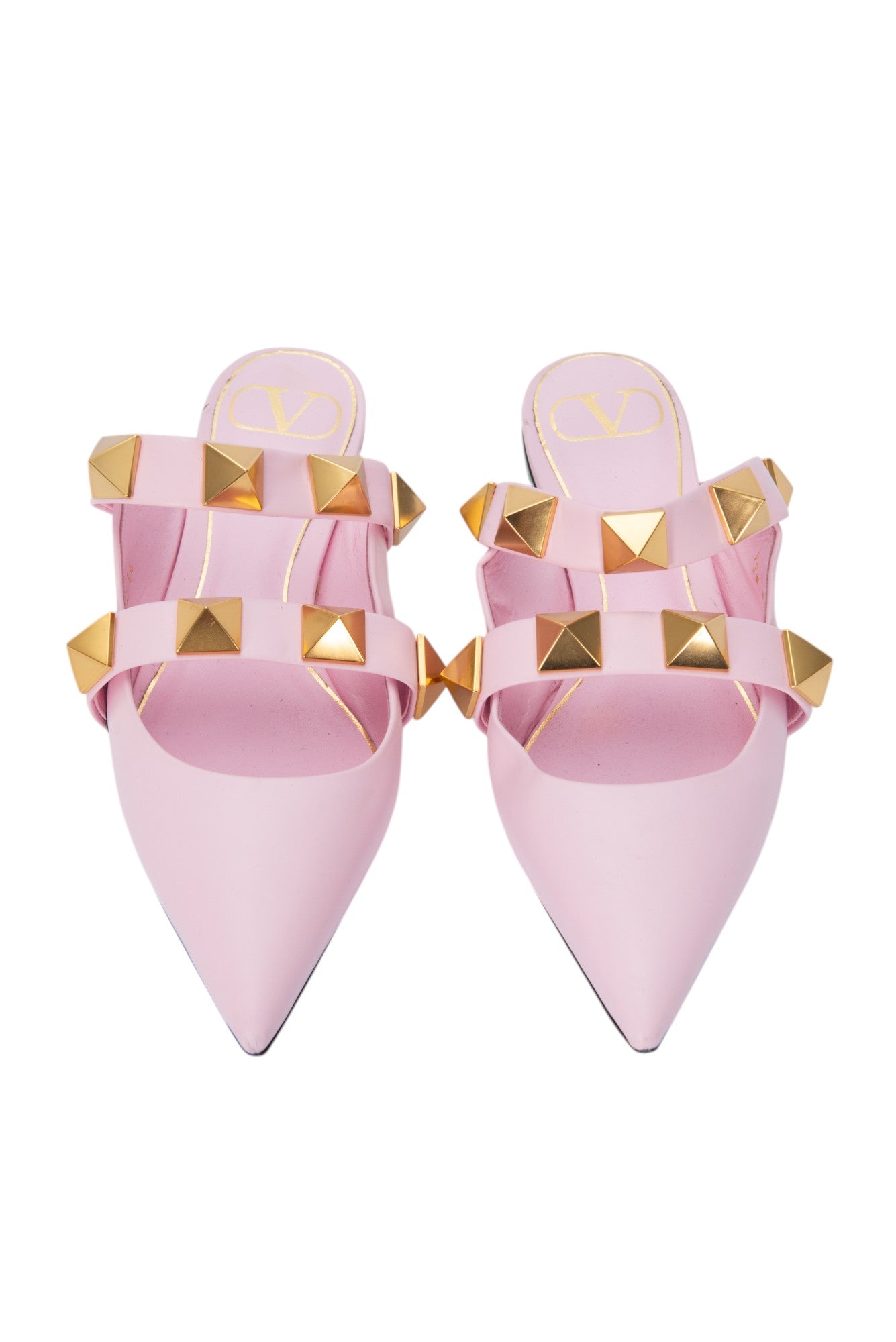VALENTINO GARAVANI Pink Leather Roman Stud Mules Size 36 US 6