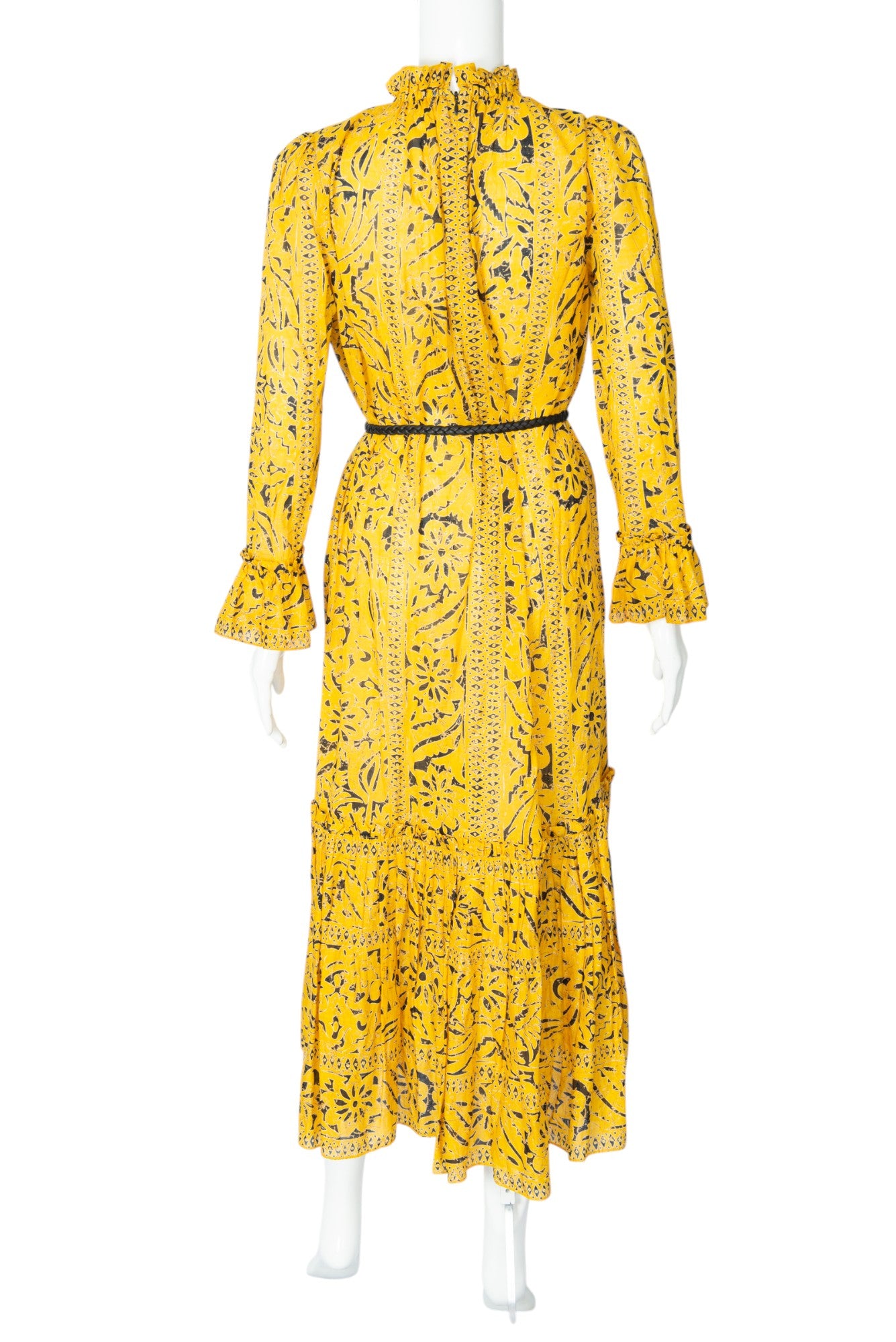 ZIMMERMANN Yellow Cotton Printed Lulu Belted Maxi Dress Size 0P