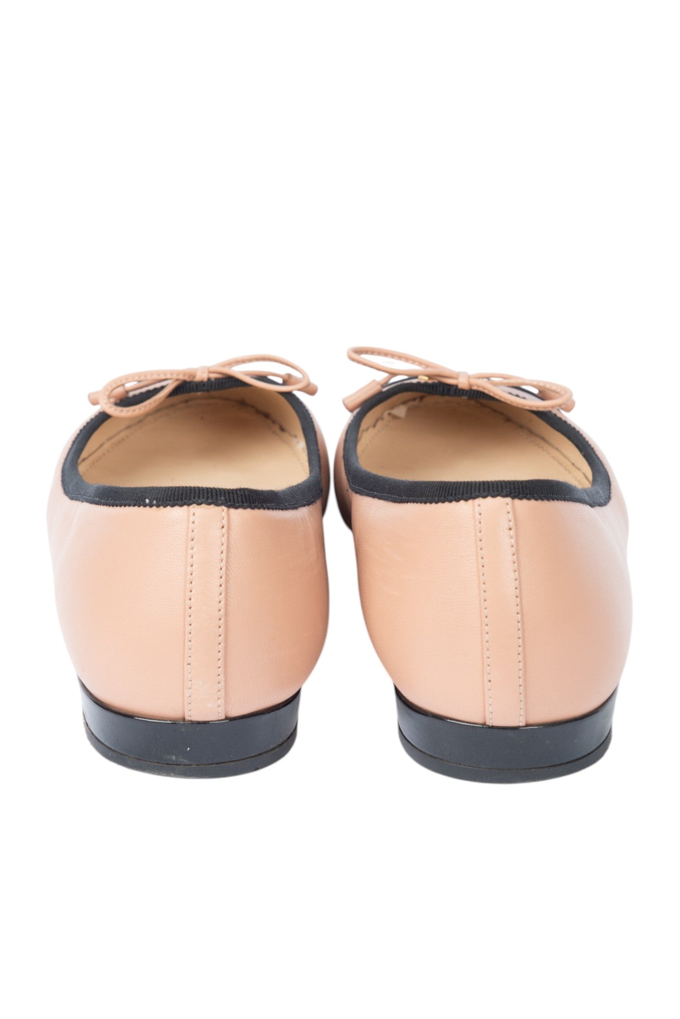 PRADA Pink Leather Logo Bow Ballet Flats Size 38.5 US 8.5