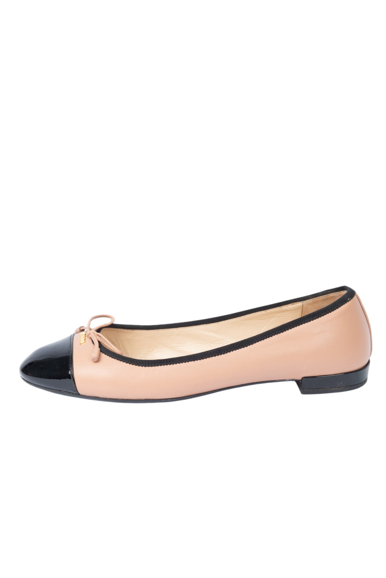 PRADA Pink Leather Logo Bow Ballet Flats Size 38.5 US 8.5