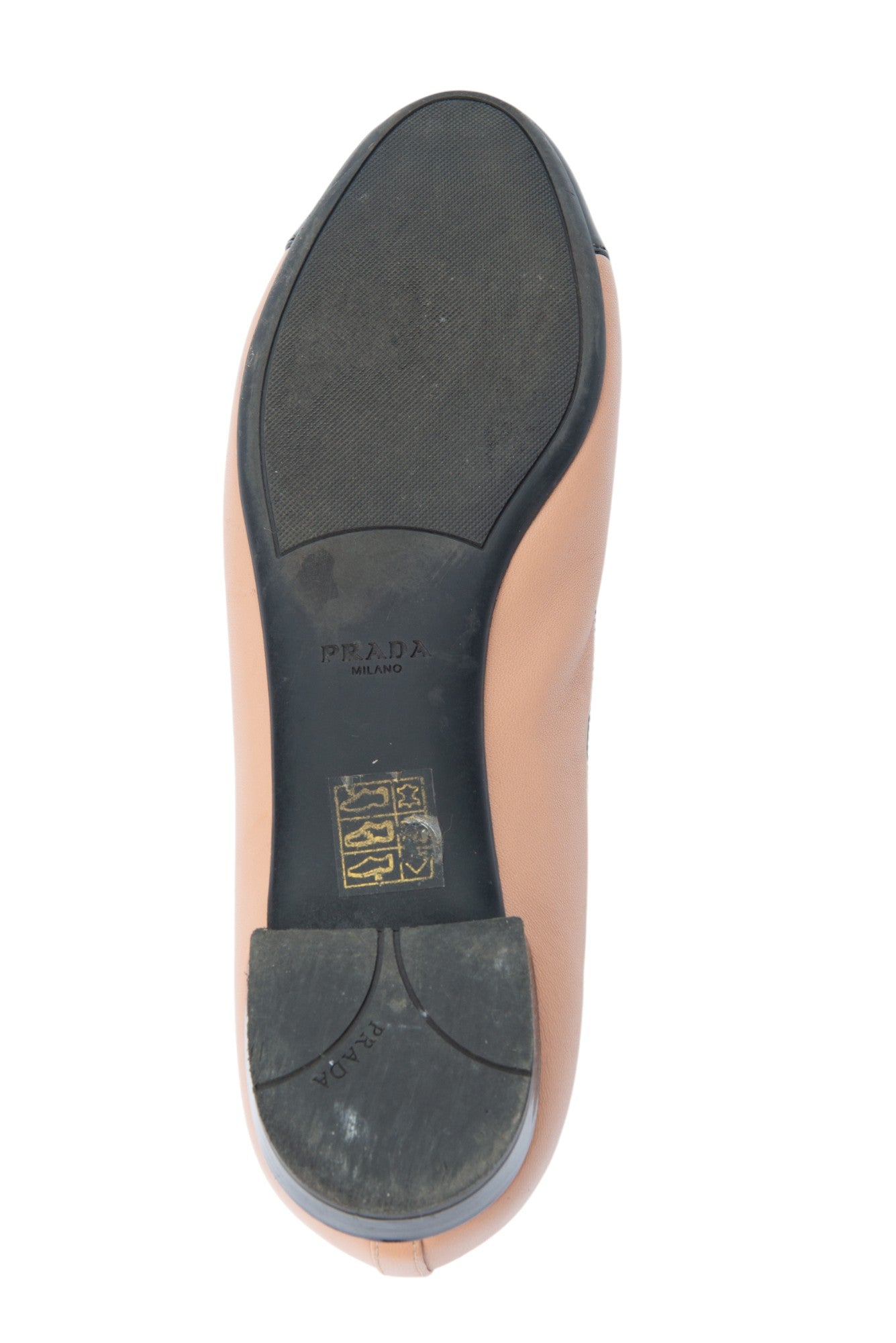 PRADA Pink Leather Logo Bow Ballet Flats Size 38.5 US 8.5