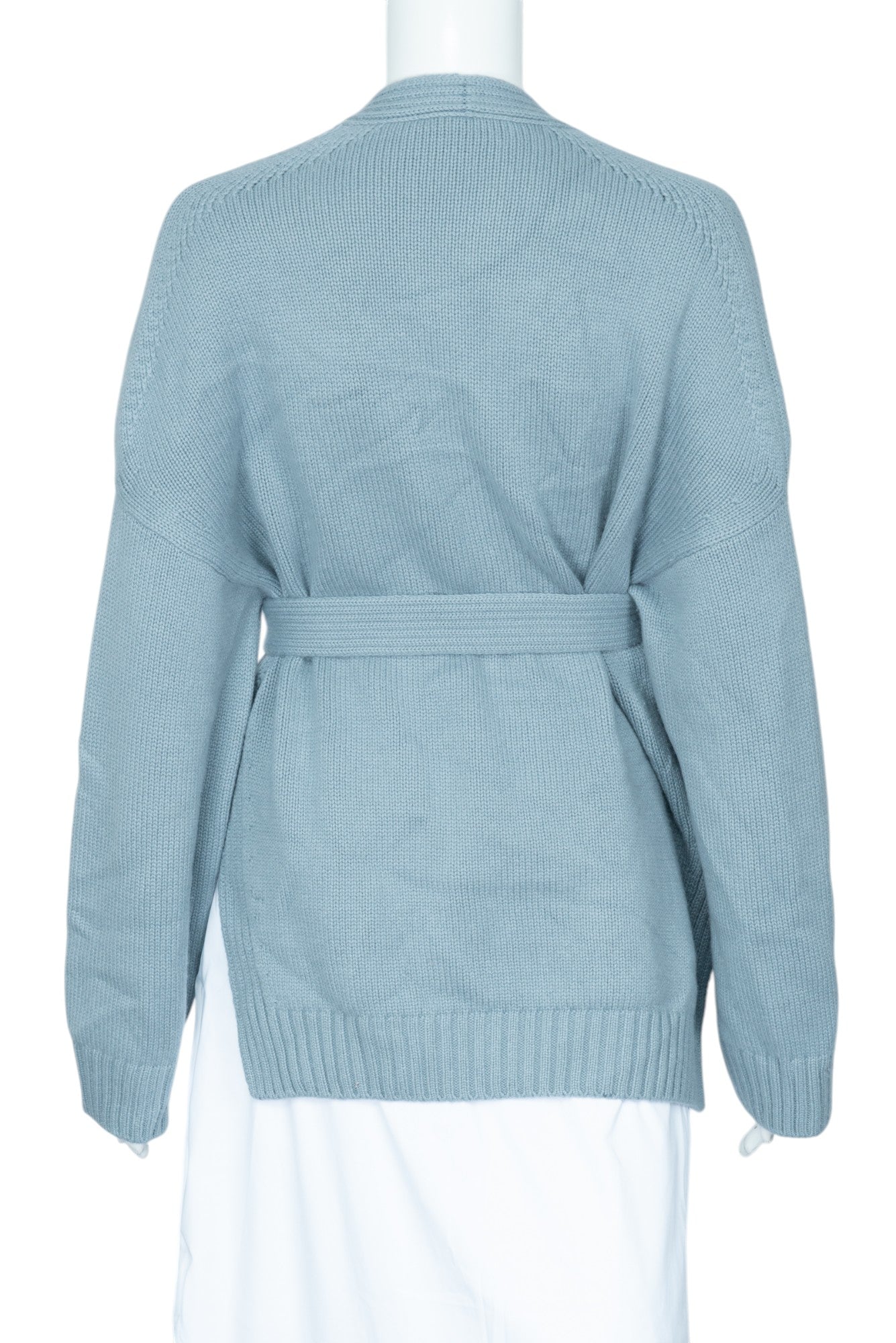 LORO PIANA Blue Cashmere Knit Belted Cardigan Size XS