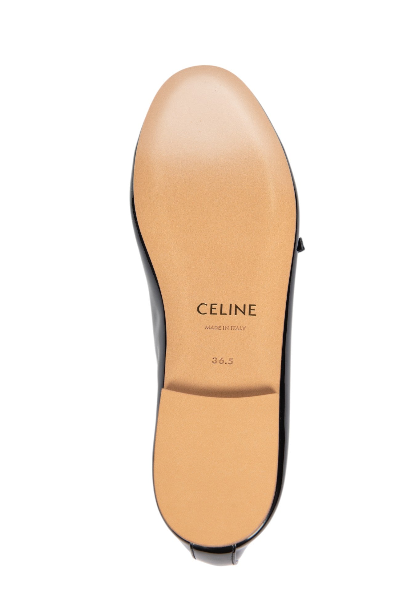 CELINE Patent Leather Mary Jane Flats Black 36.5
