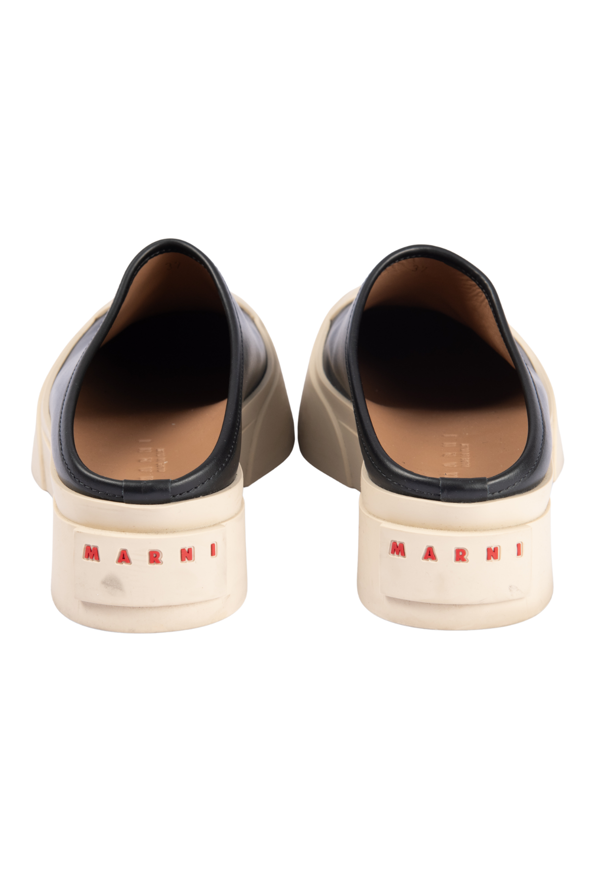 MARNI Black Leather Platform Mules Size 37 US 7