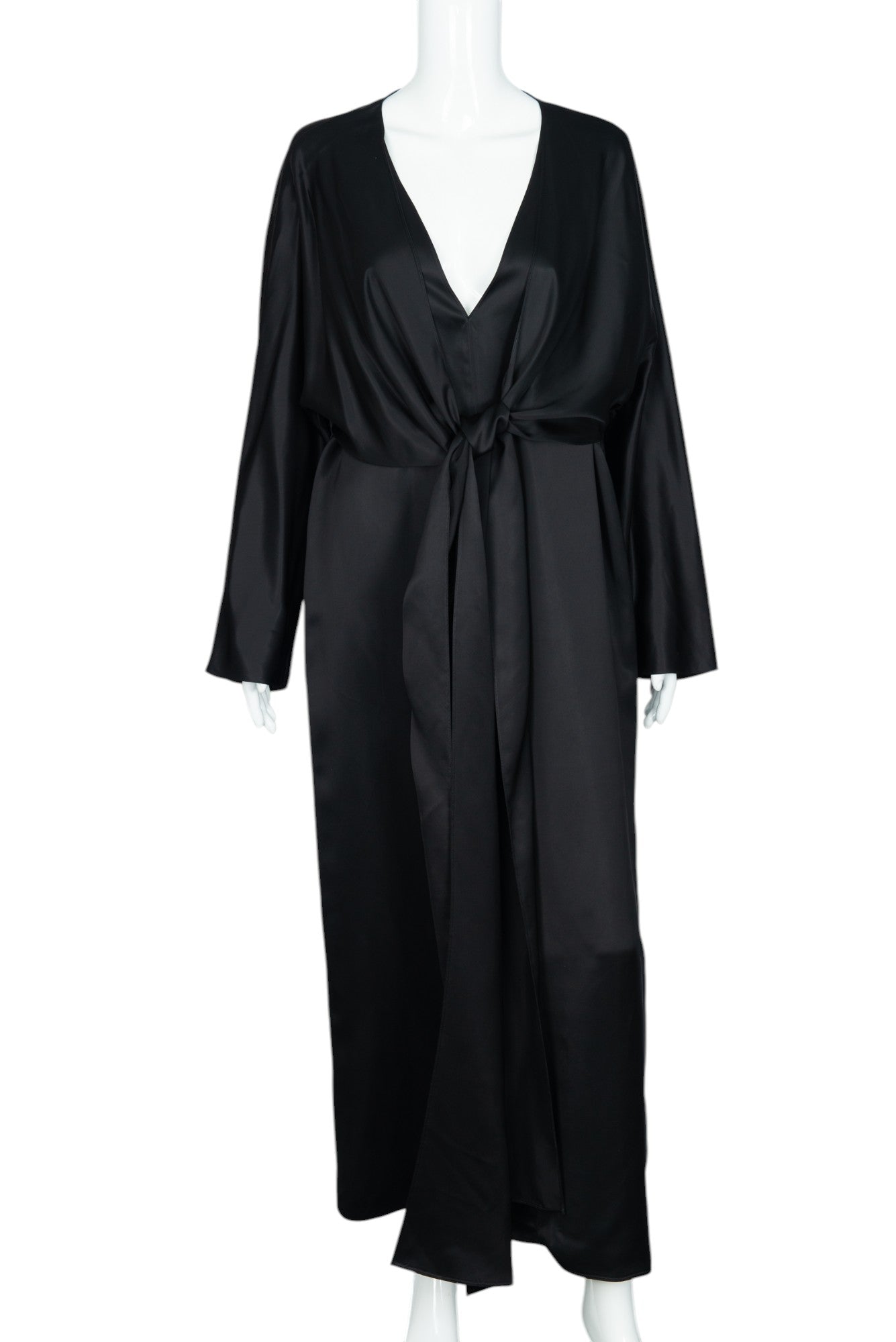 THE ROW Black Knotted Satin Maxi Dress Size Large