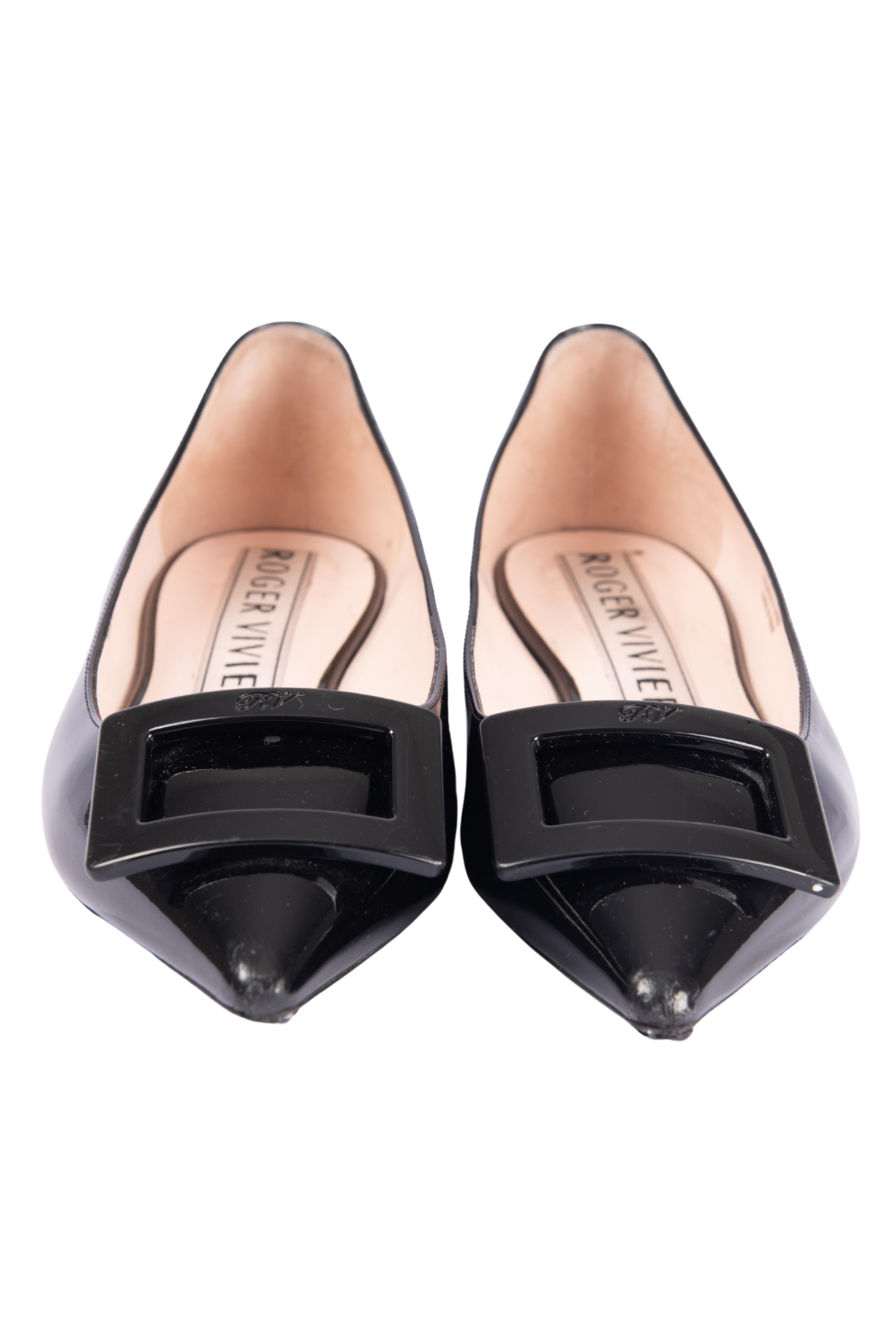 ROGER VIVIER Black Patent Leather Ballet Flats Size 38 US 8
