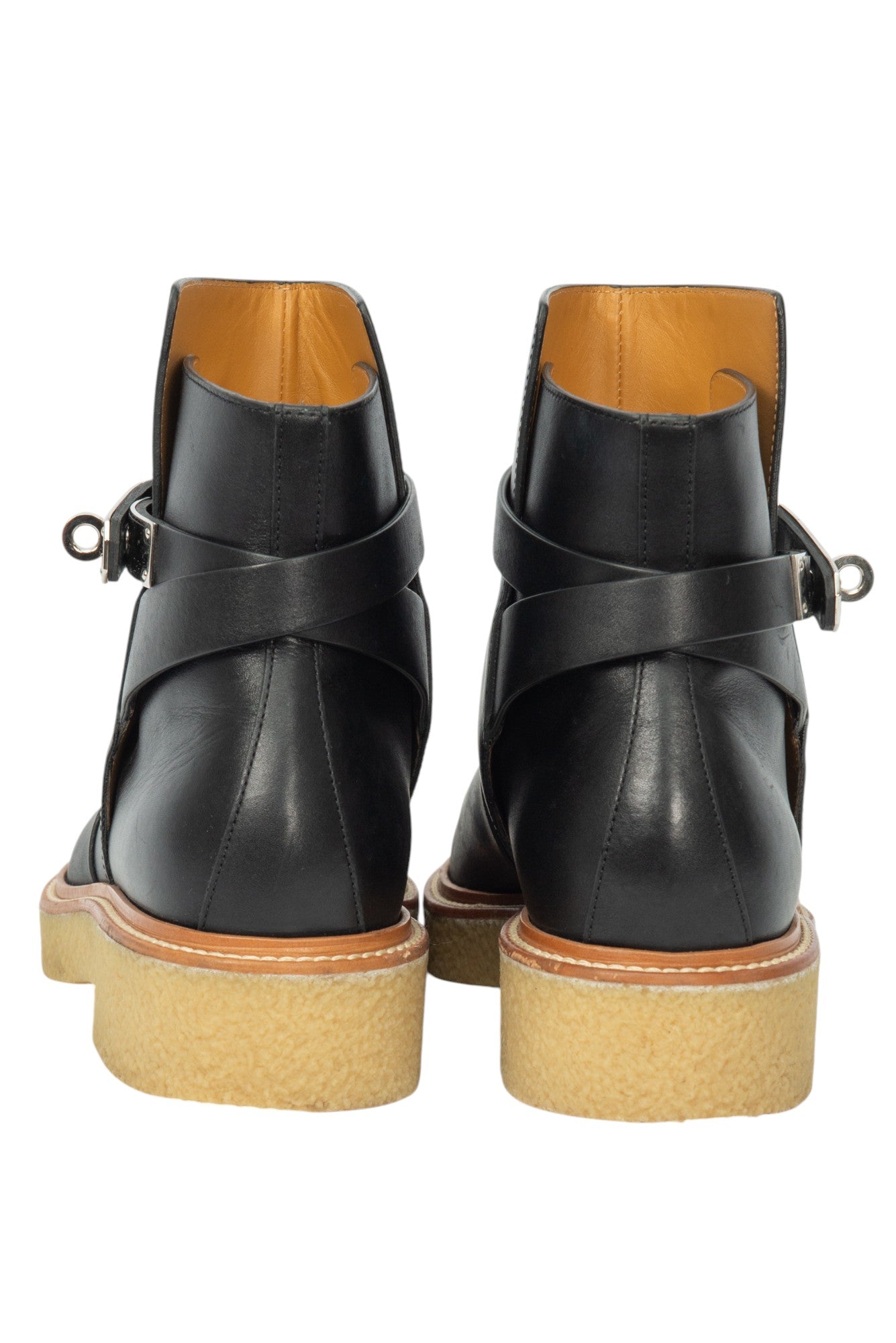 HERMÈS Black Leather History Ankle Boots Size 38.5 US 8.5