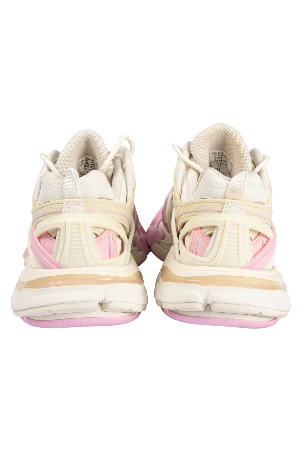 BALENCIAGA White/Pink Mesh 2.0 Track Sneakers Size 38 US 8