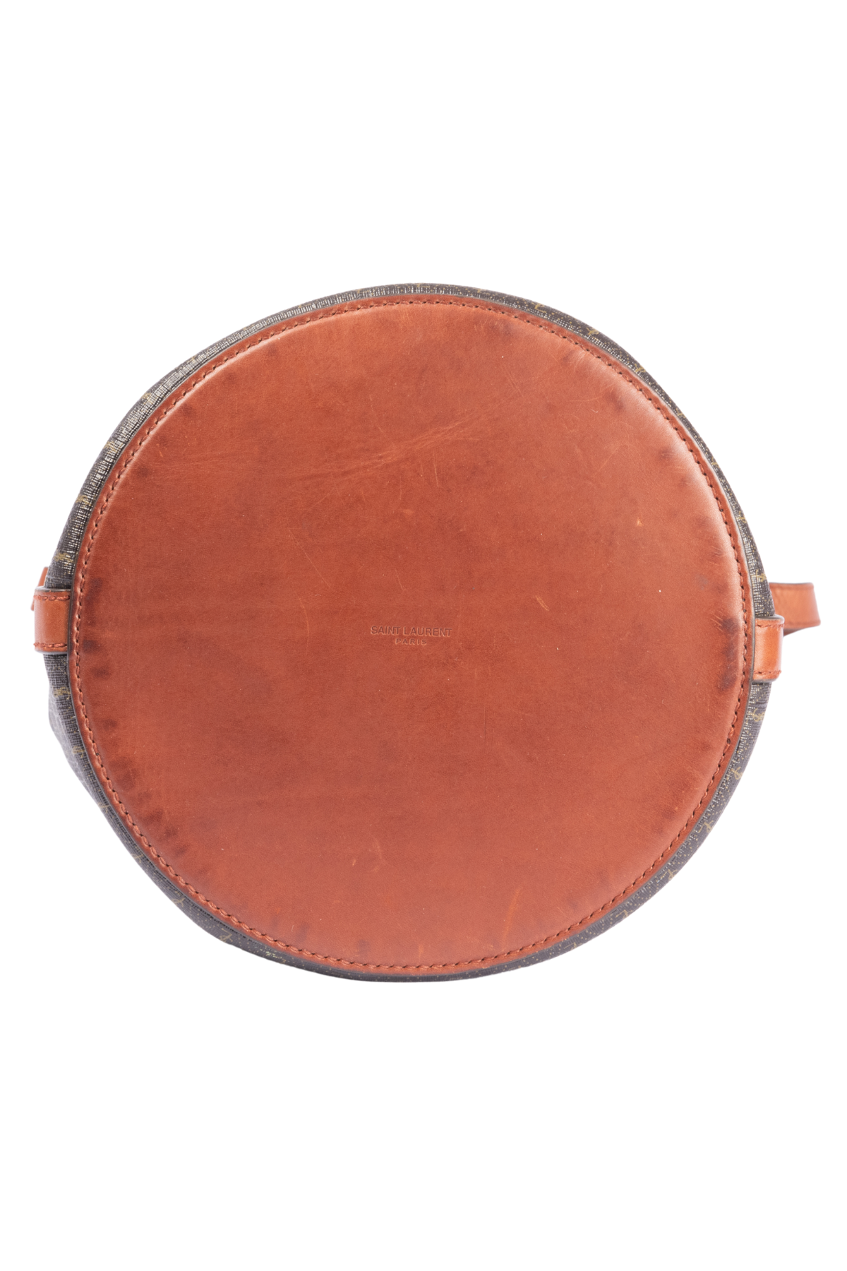 SAINT LAURENT Brown Leather Le Monogramme Bucket Bag