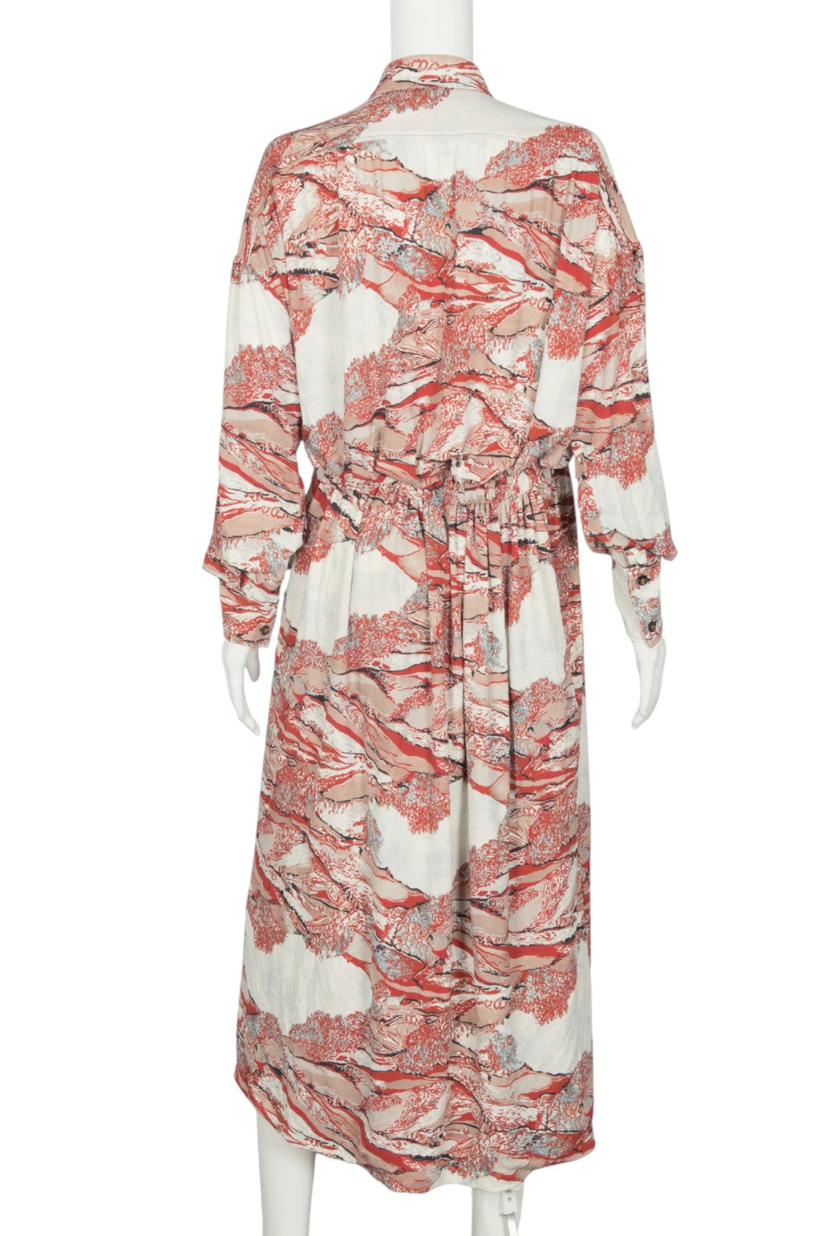 PROENZA SCHOULER Red Multi Crepe Printed Maxi Shirt Dress Size XS